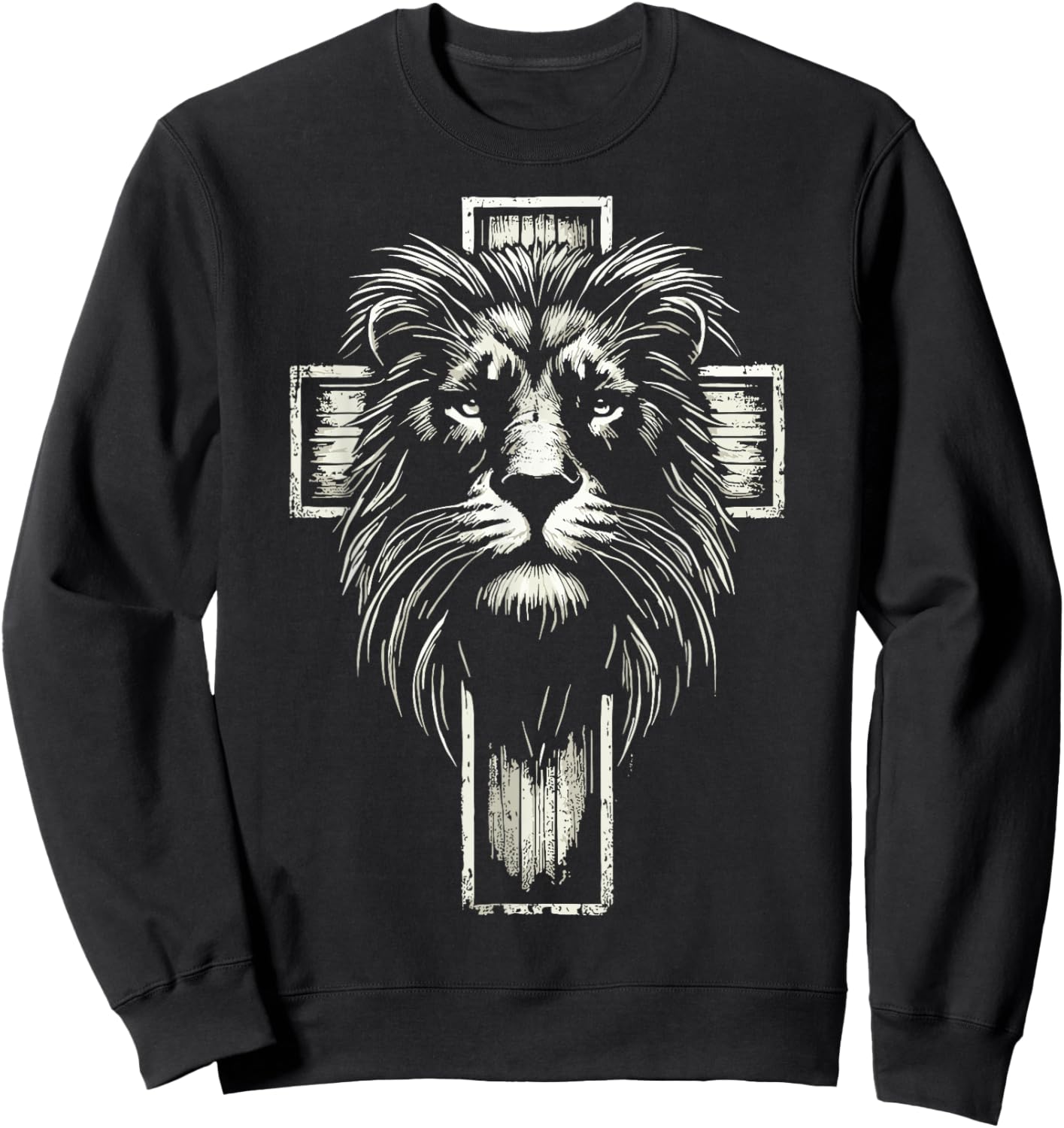 Christian Cross Lion of Judah Sweatshirt - Sweatshirt | Black