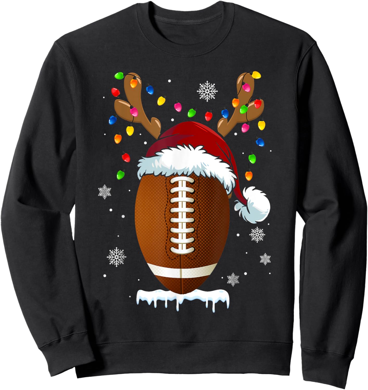 Christmas Football Ball Xmas Lights Funny Boys Men Sport Sweatshirt - Sweatshirt | Black
