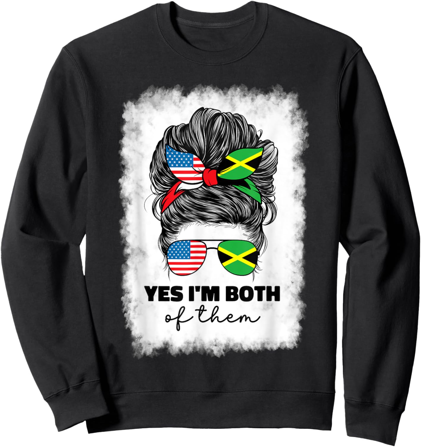 Half American And Jamaican Mix Usa America Jamaica Flag Girl Sweatshirt - Sweatshirt | Black