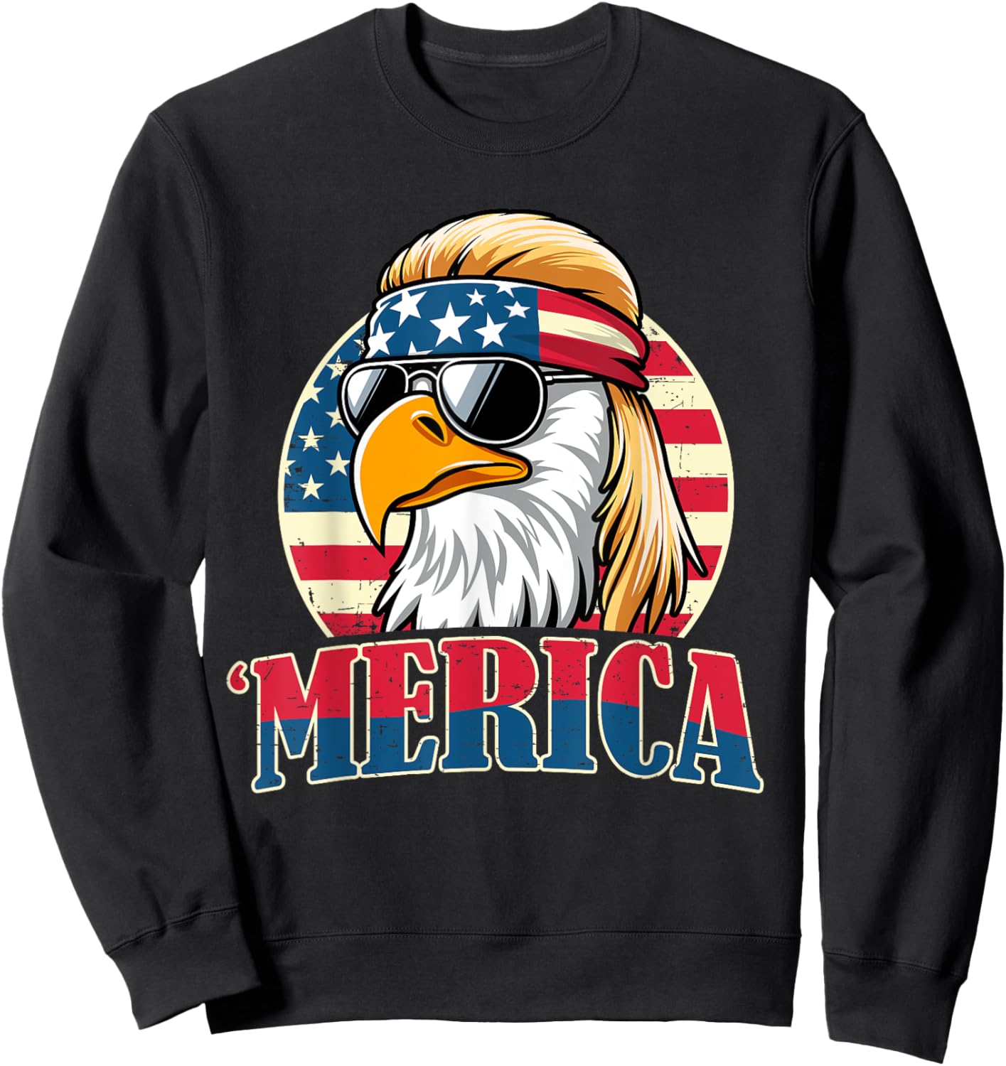 4th of July Funny Patriotic American Retro USA Men Women Sweatshirt - Sweatshirt | Black