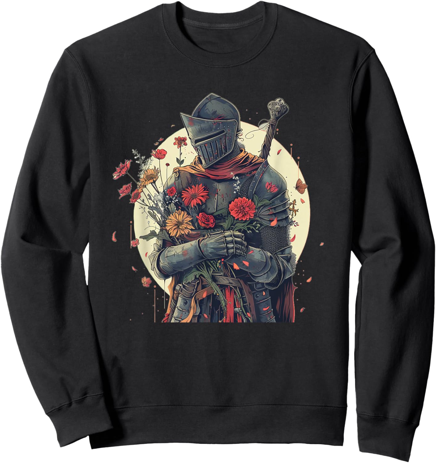 Funny medieval Knight with flowers in hand outfit Sweatshirt - Sweatshirt | Black