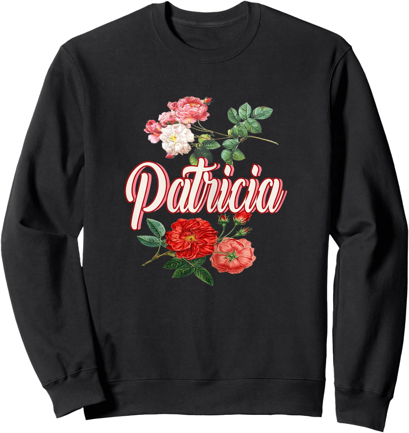 Patricia Name With Flowers Sweatshirt - Sweatshirt | Black