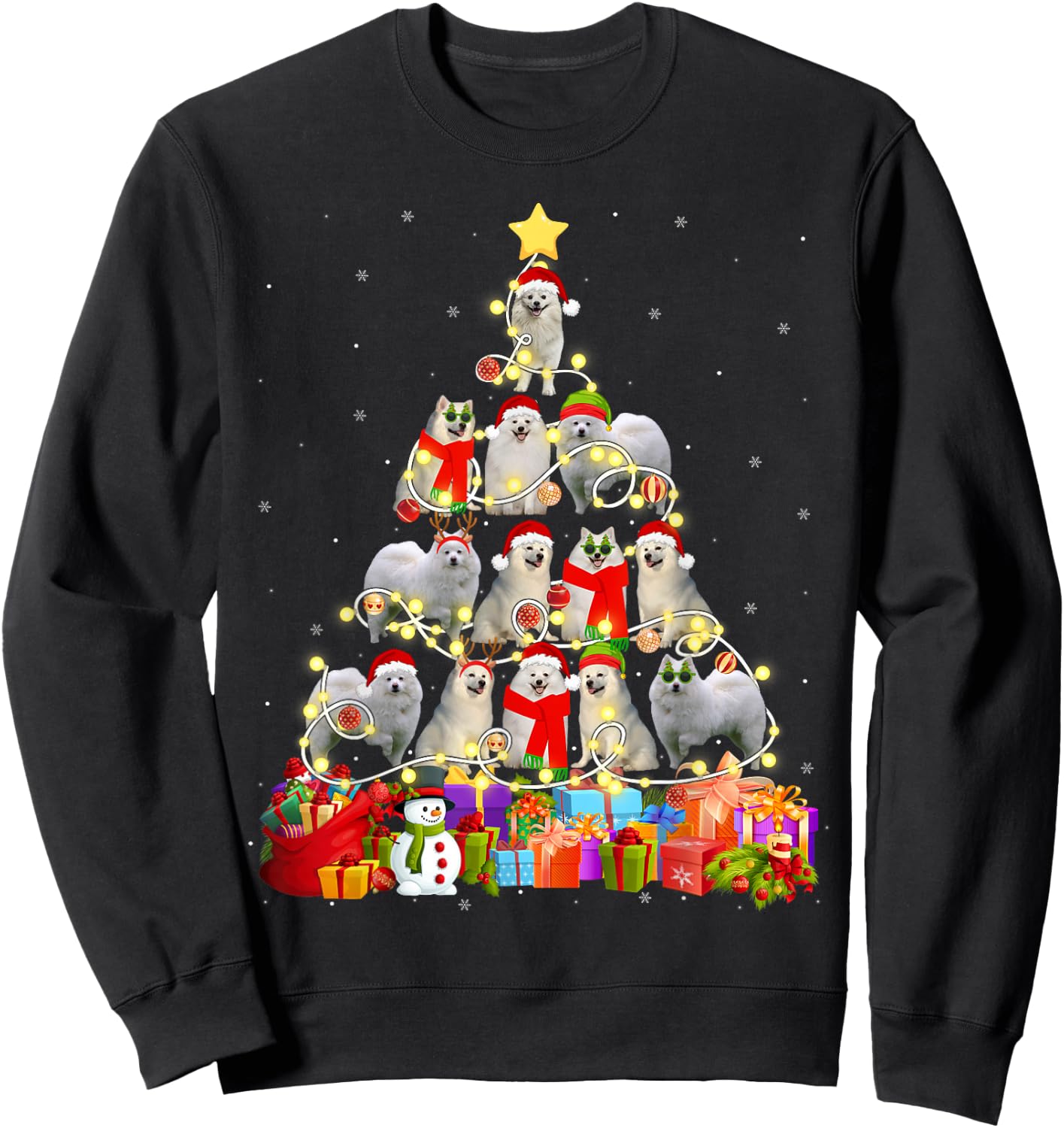 Funny American Eskimo Christmas Tree Pet Dog Lover Gift Women Kids Sweatshirt - Sweatshirt | Black