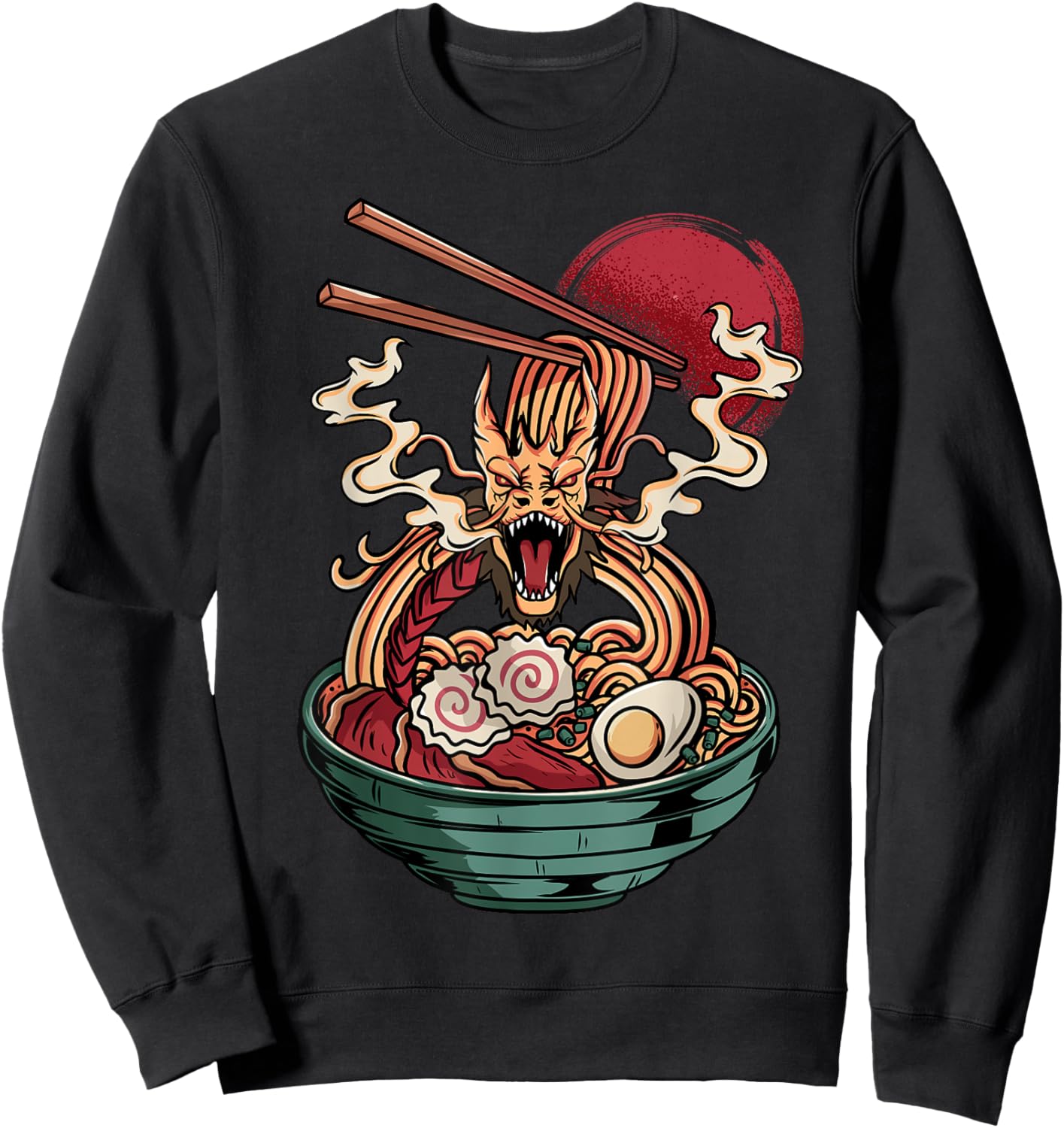 Ramen Noodles Dragon Anime Japanese Kawaii Sweatshirt - Sweatshirt | Black