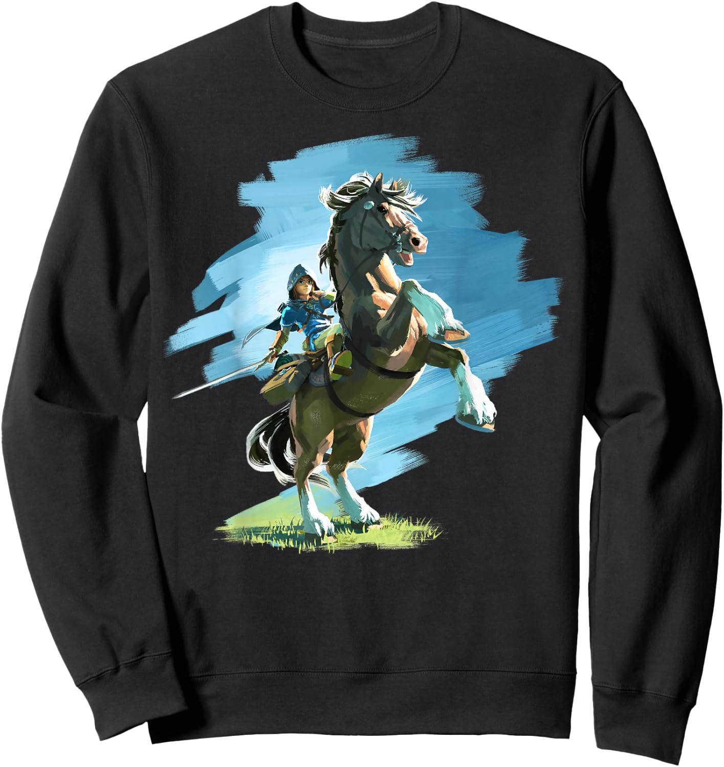 The Legend Of Zelda Breath Of The Wild Link And Epona Paint Sweatshirt - Sweatshirt | Black