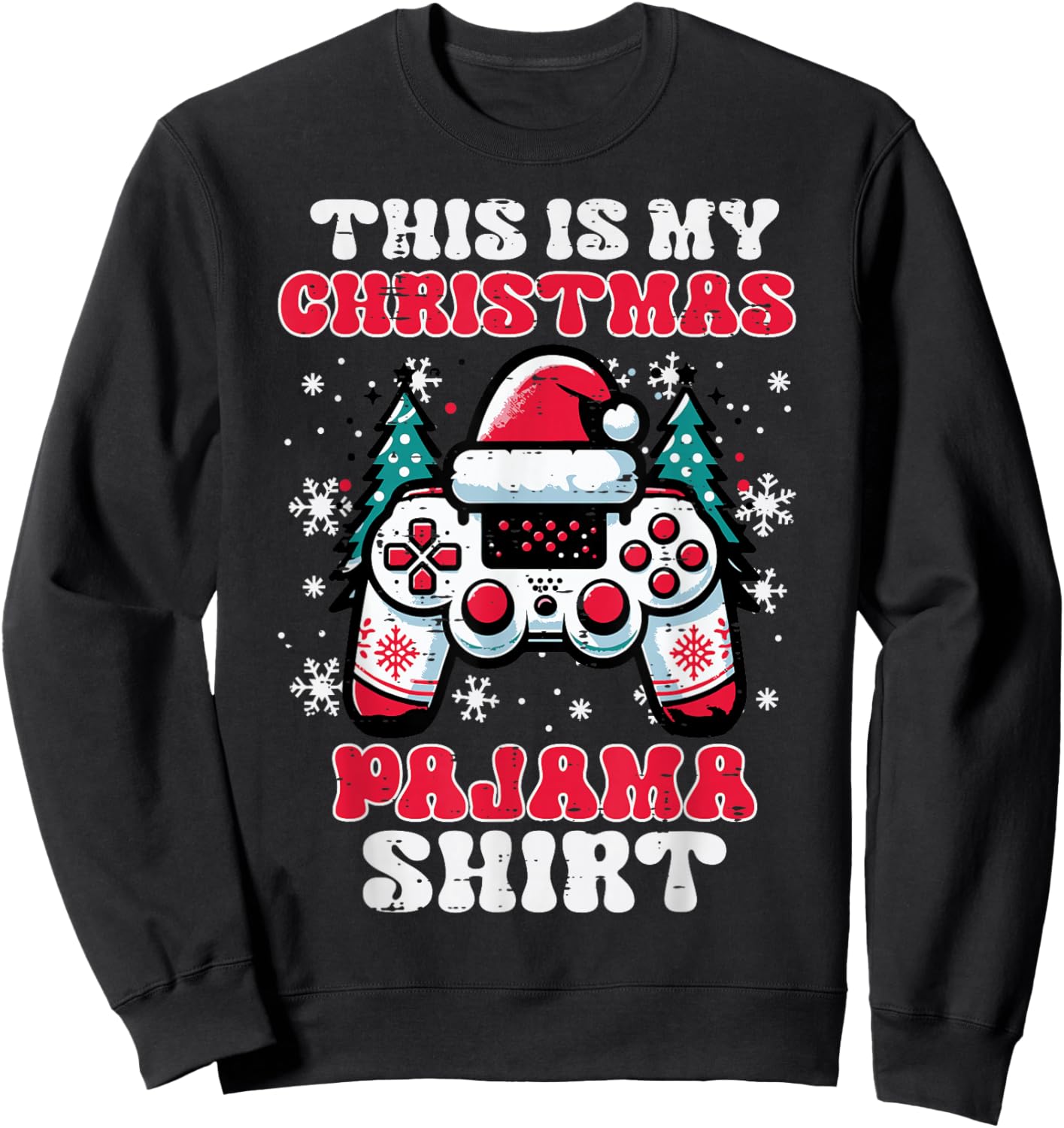 This My Christmas Pajama Shirt Gaming Xmas Men Boys Kids Sweatshirt - Sweatshirt | Black