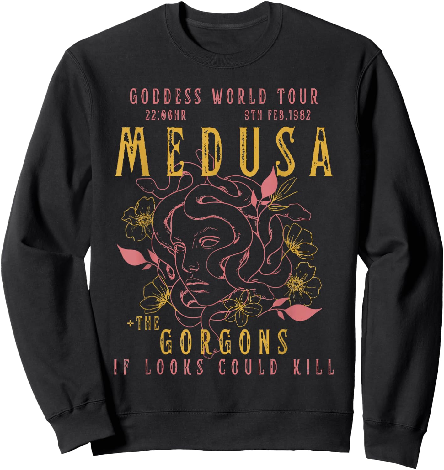 The Female Gaze Medusa Distressed Band | Goddess World Tour Sweatshirt - Sweatshirt | Black