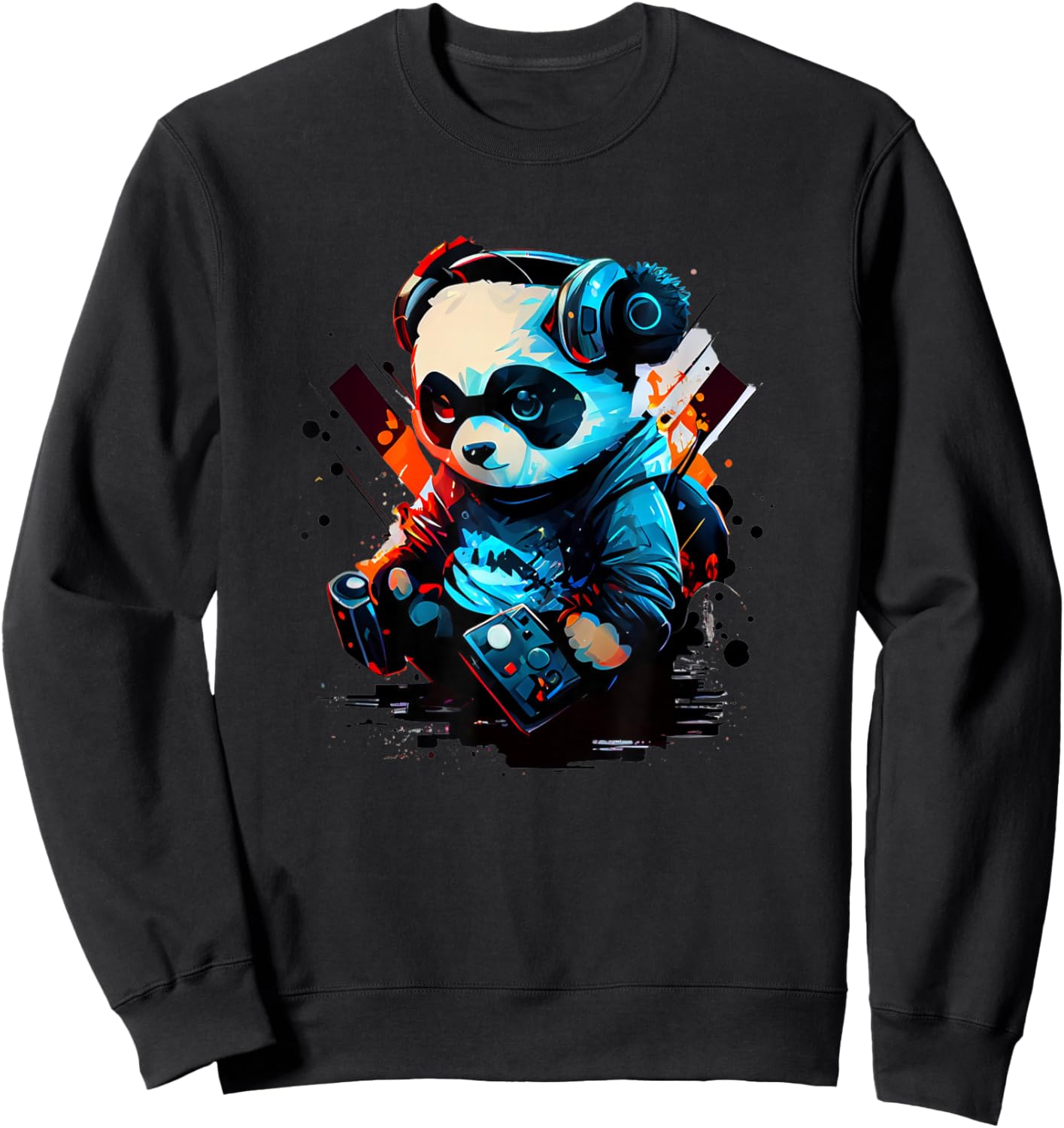 Music Gaming Panda Sweatshirt - Sweatshirt | Black
