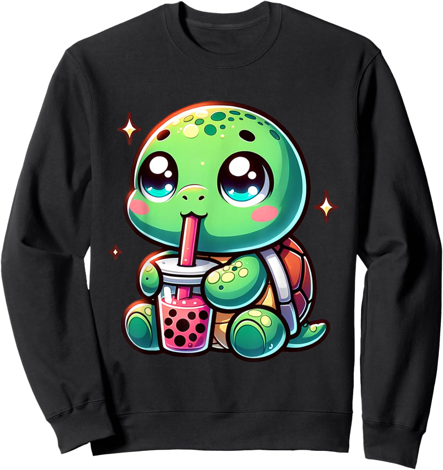 Cute turtle drinking boba. Funny Boba Turtles Lover Girls Sweatshirt - Sweatshirt | Black