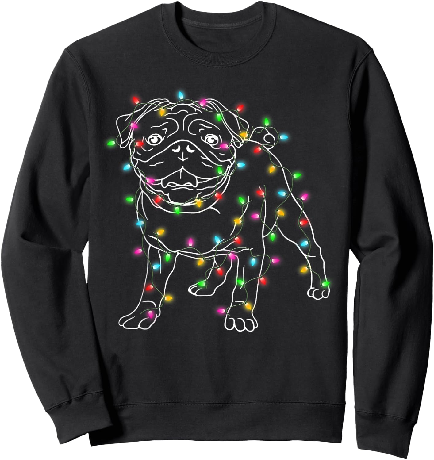 Pug Dogs Tree Christmas Sweater Xmas Pet Animal Dog Gifts Sweatshirt - Sweatshirt | Black