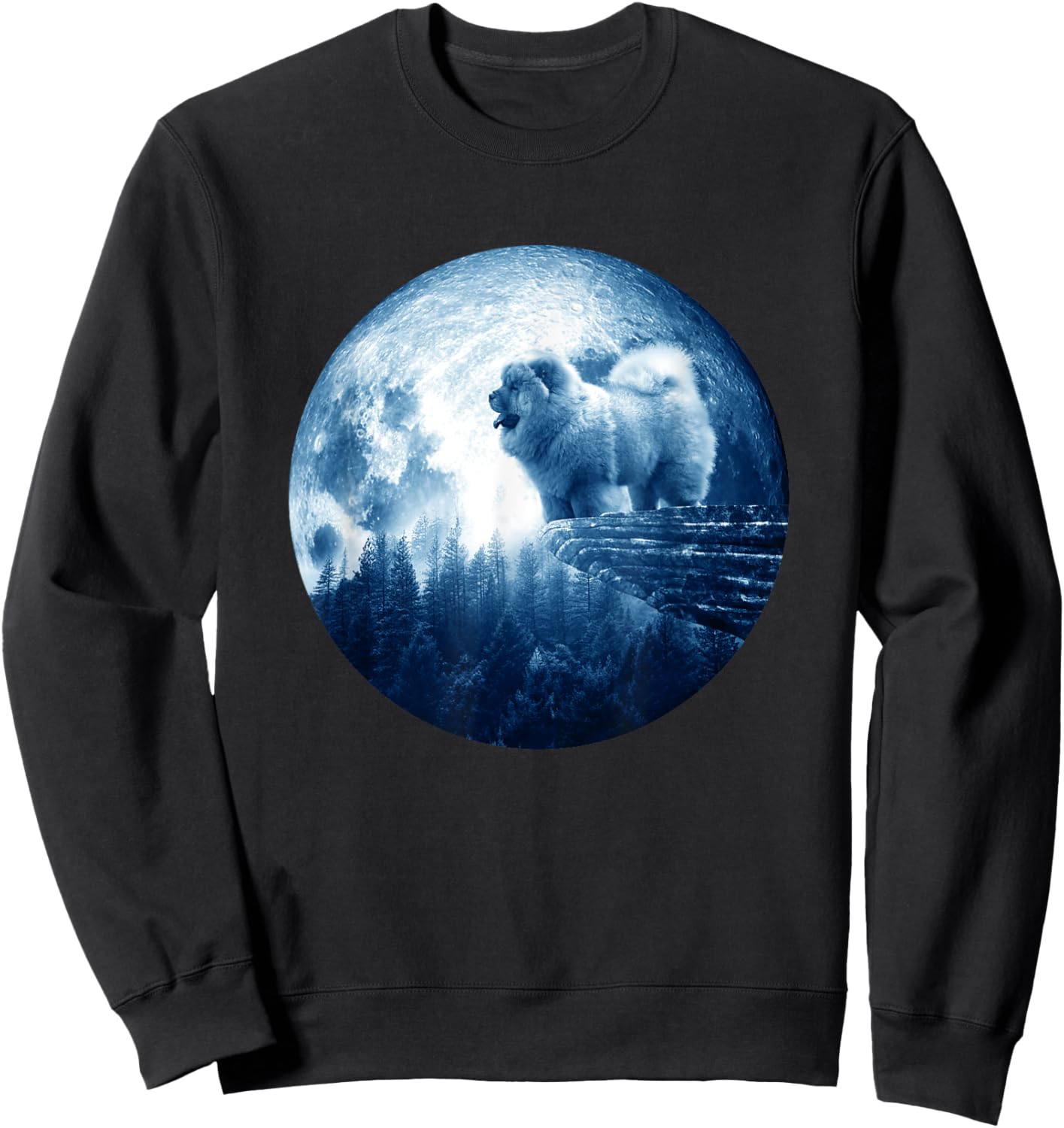 Rough Chow Chow Dog Moon Dog Mom Dad Women Men Dog Lovers Sweatshirt - Sweatshirt | Black