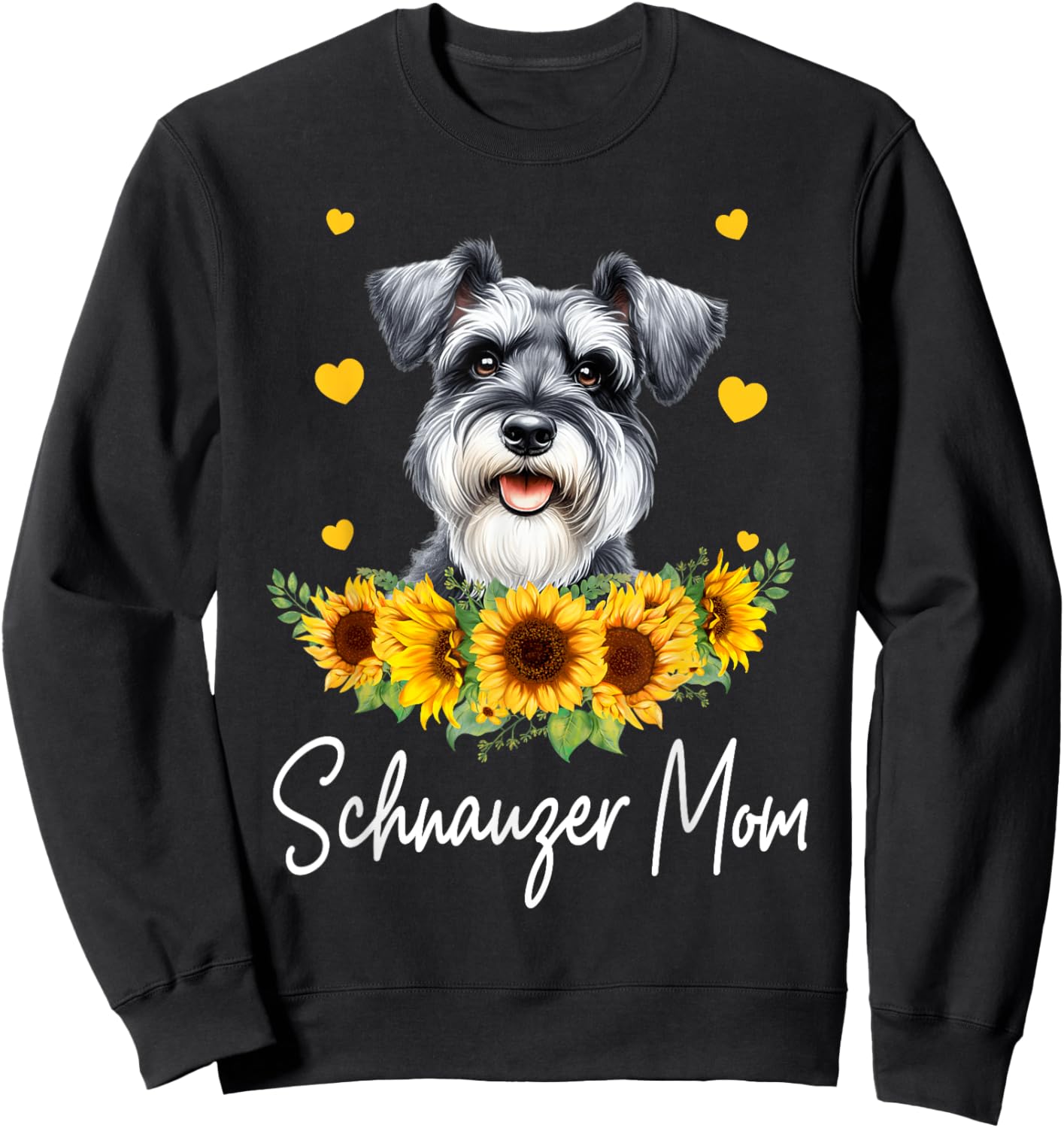 Sunflower Schnauzer Mom Dog Lover Sweatshirt - Sweatshirt | Black