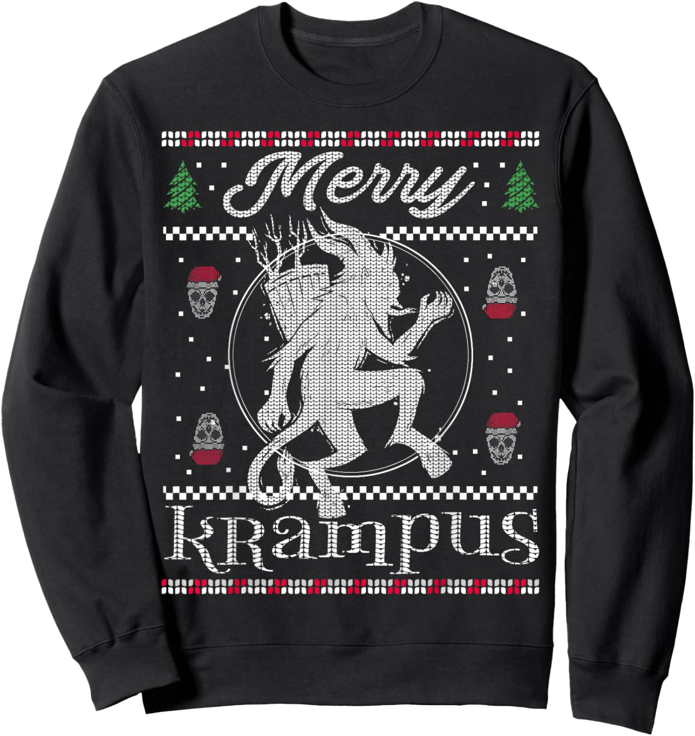 Merry Krampus Christmas Xmas Horror Ugly Sweater Evil Pajama Sweatshirt - Sweatshirt | Black