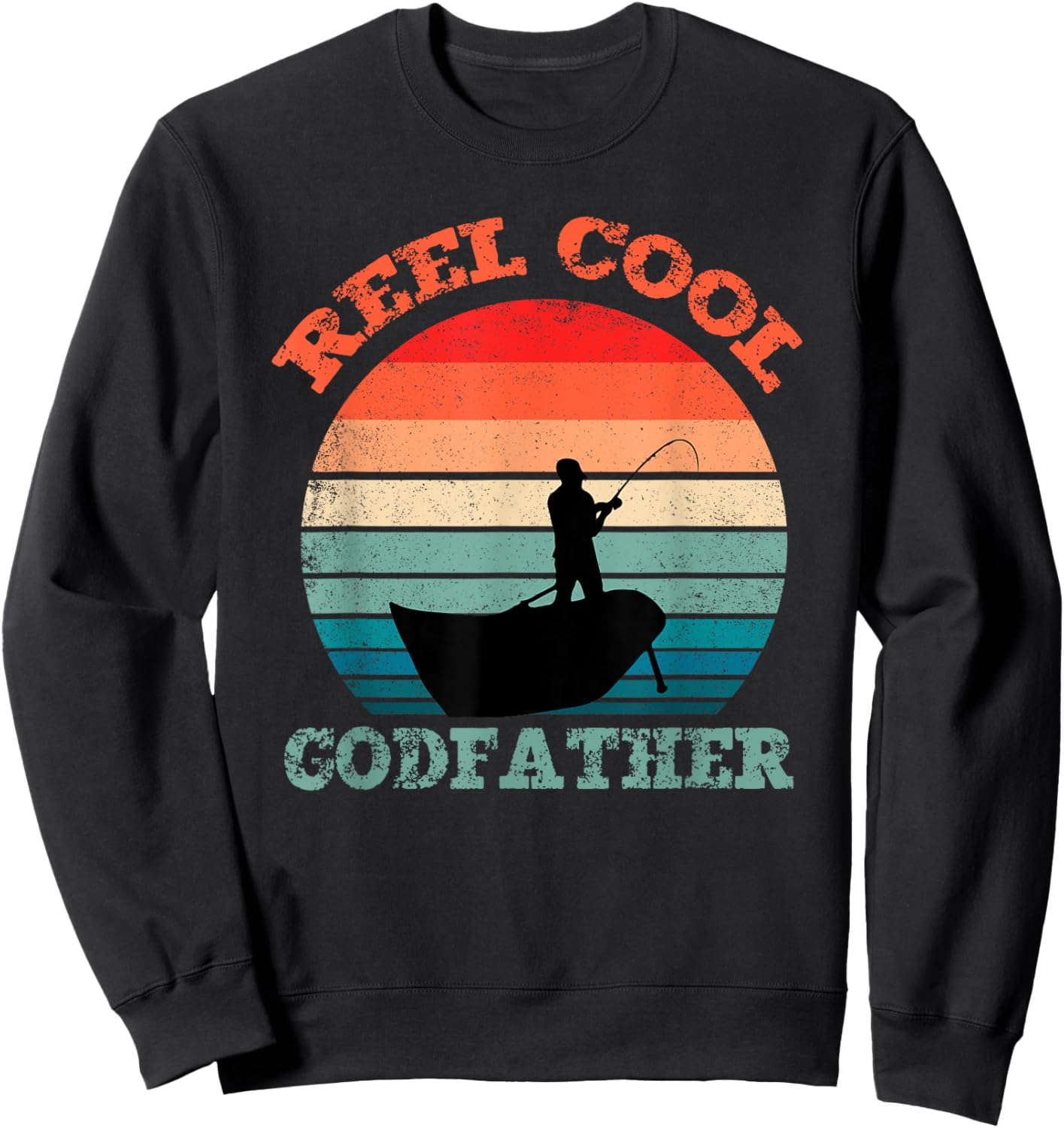 Reel Cool Godfather Fishing Funny Vintage Retro Sweatshirt - Sweatshirt | Black