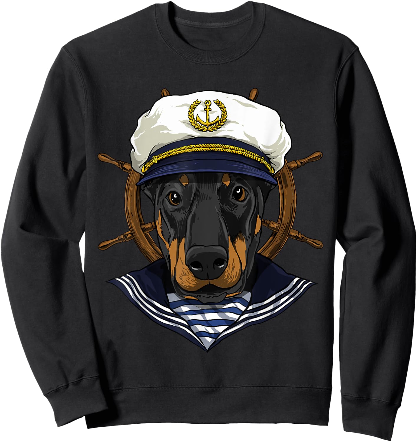 Boat Captain Doberman Dog Lover Pet Boat Lover Owner Sailor Sweatshirt - Sweatshirt | Black