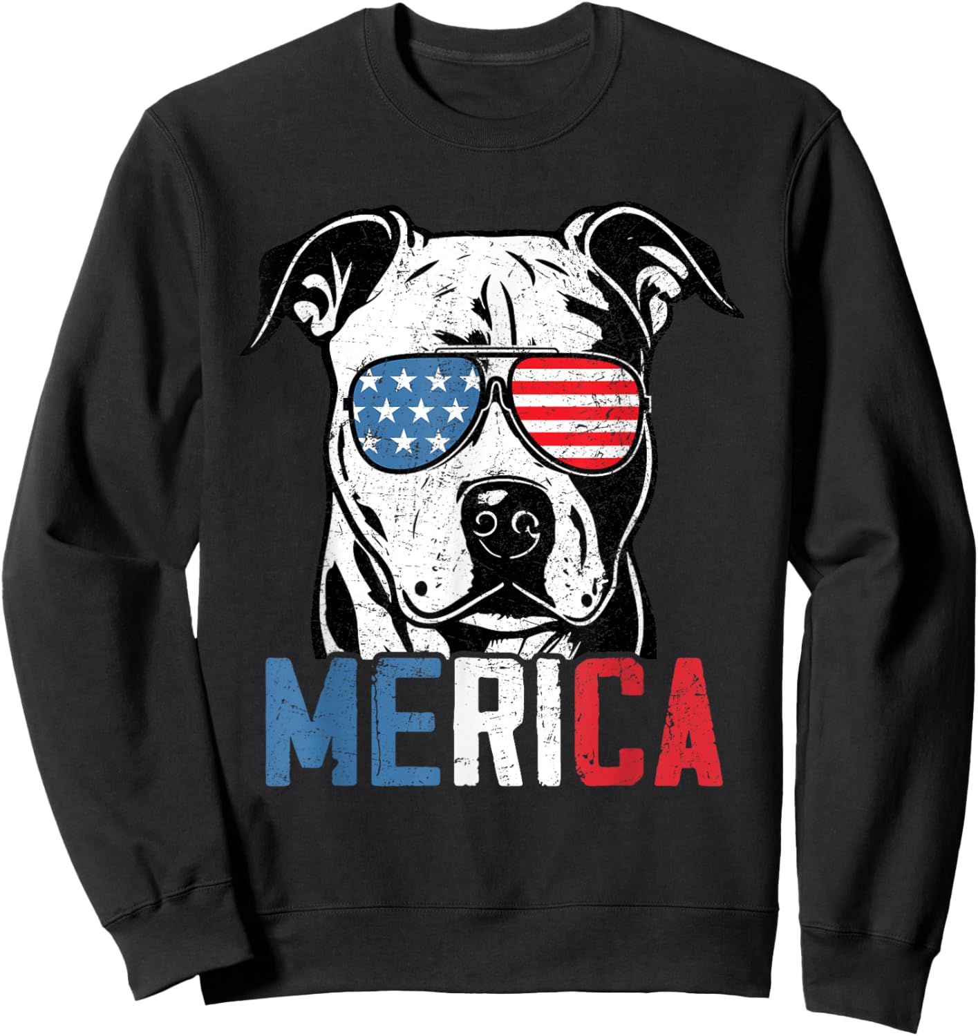 Patriotic Dogo Argentino Dog Merica 4th Of July Funny Sweatshirt - Sweatshirt | Black