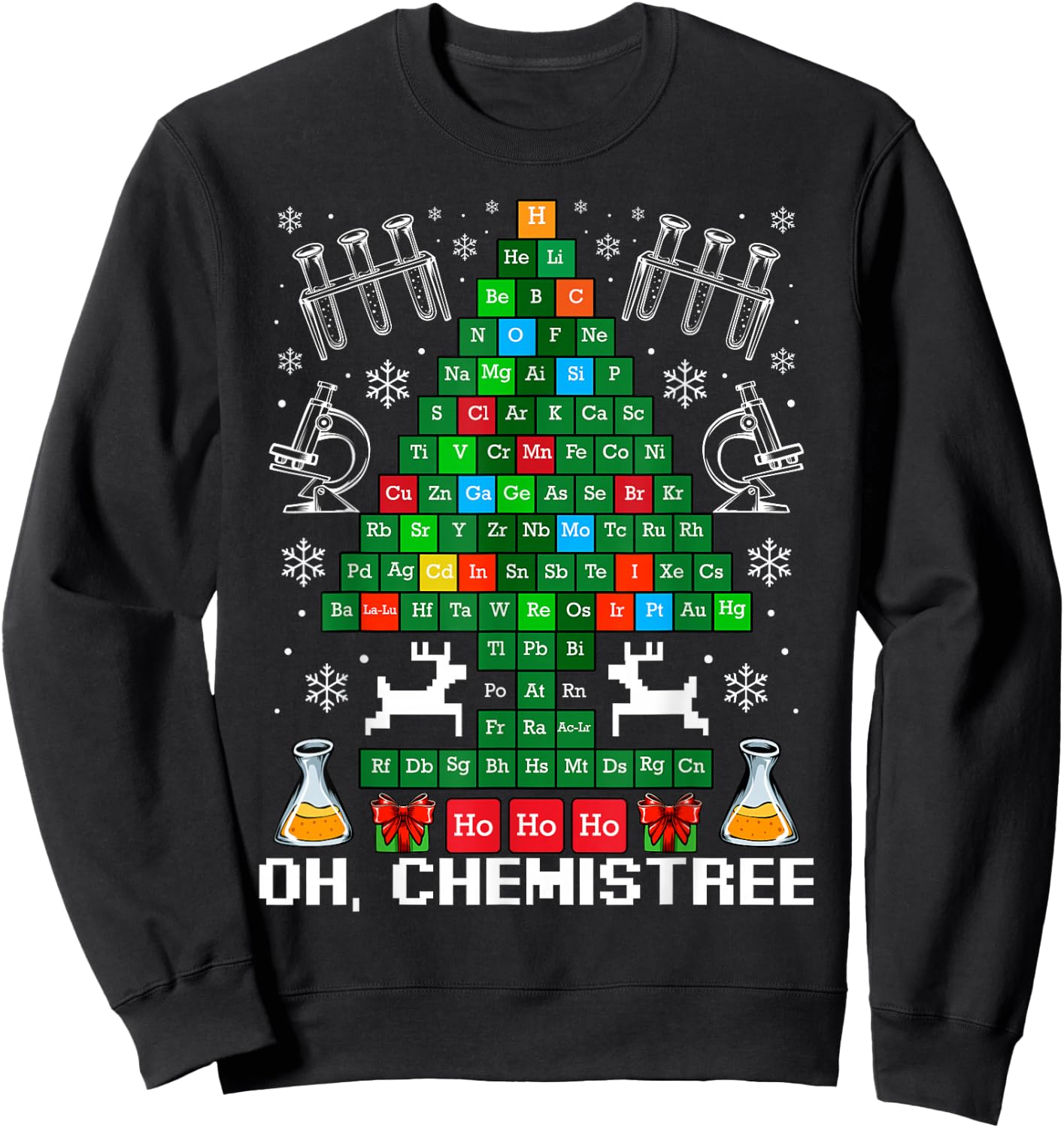 Oh Chemistree Christmas Tree Chemistry Science Funny Sweatshirt - Sweatshirt | Black