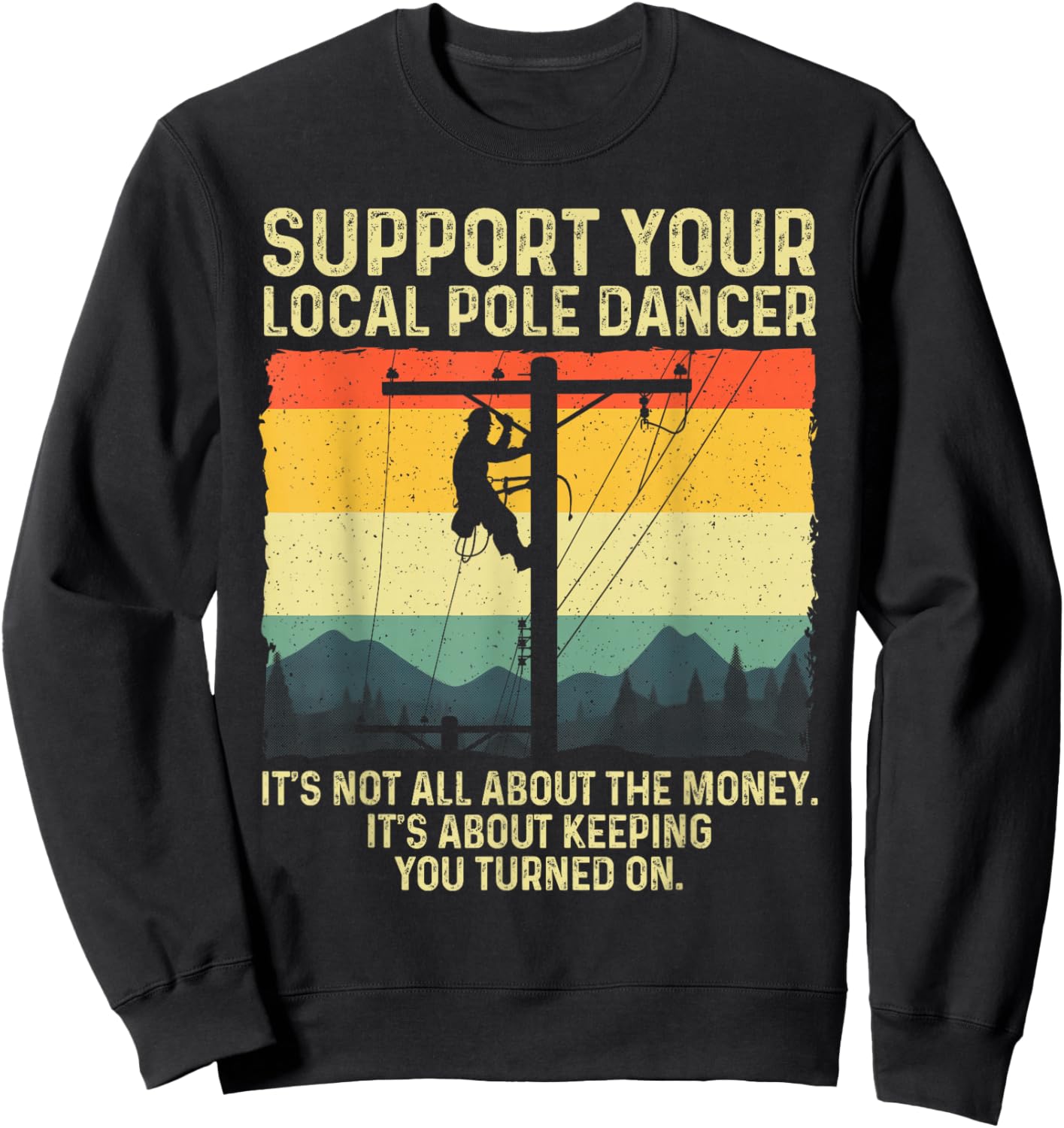 Best Lineman Design Women Kids Electrical Lineman Sweatshirt - Sweatshirt | Black