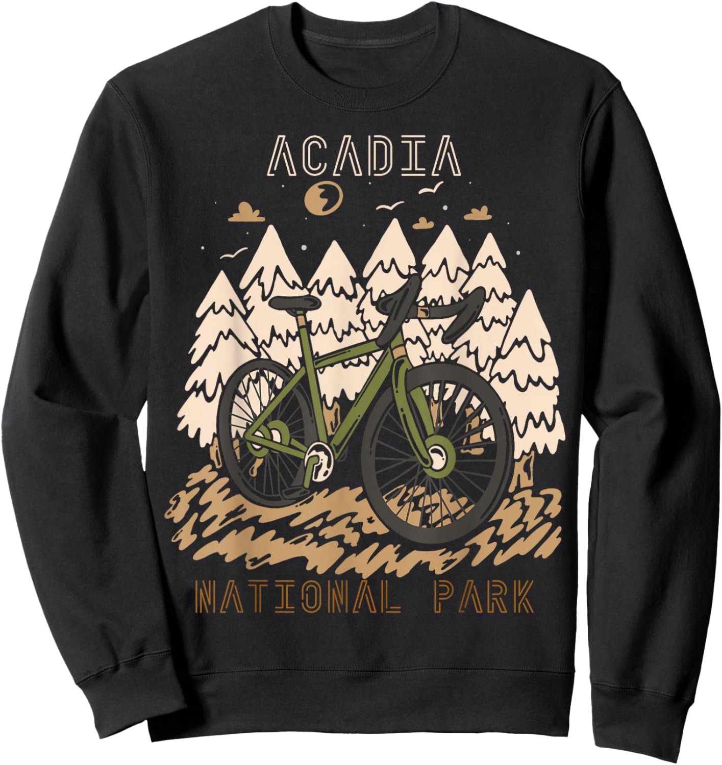 Biking Acadia National Park Souvenir Forest Hike Nature Sweatshirt - Sweatshirt | Black