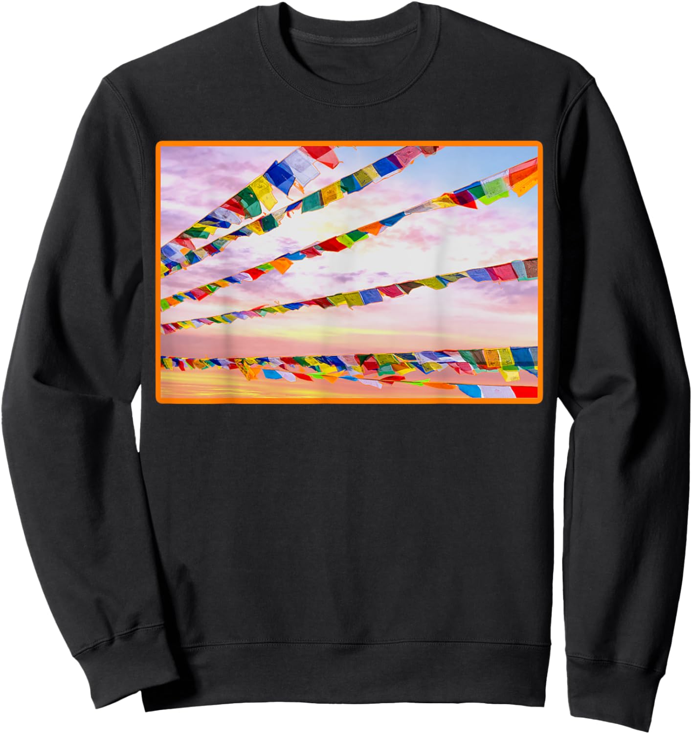 Buddhistische Gebetsfahnen in einem bunten Himmel Sweatshirt - Sweatshirt | Black