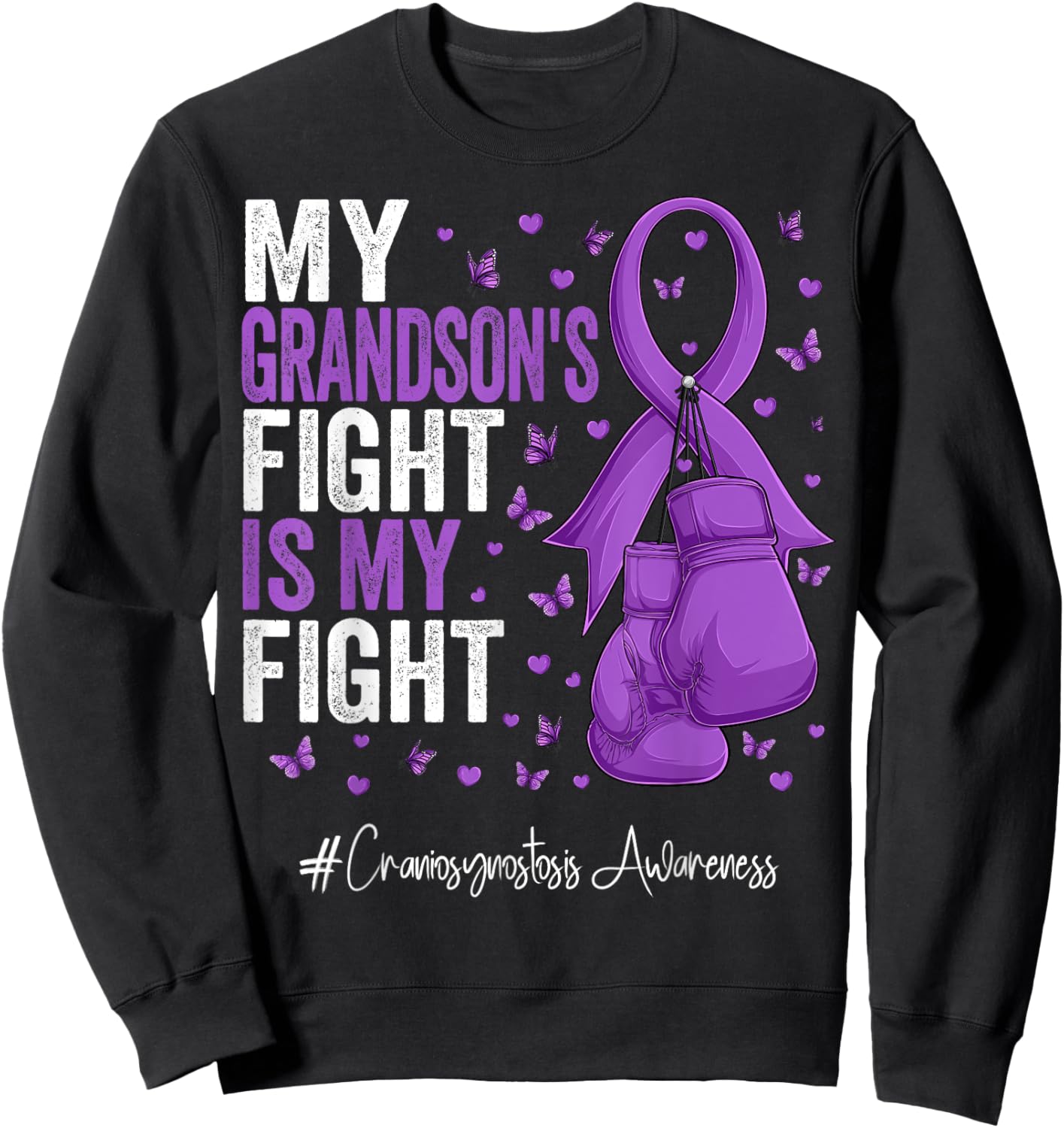 Purple Ribbon Grandson Craniosynostosis Awareness Sweatshirt - Sweatshirt | Black