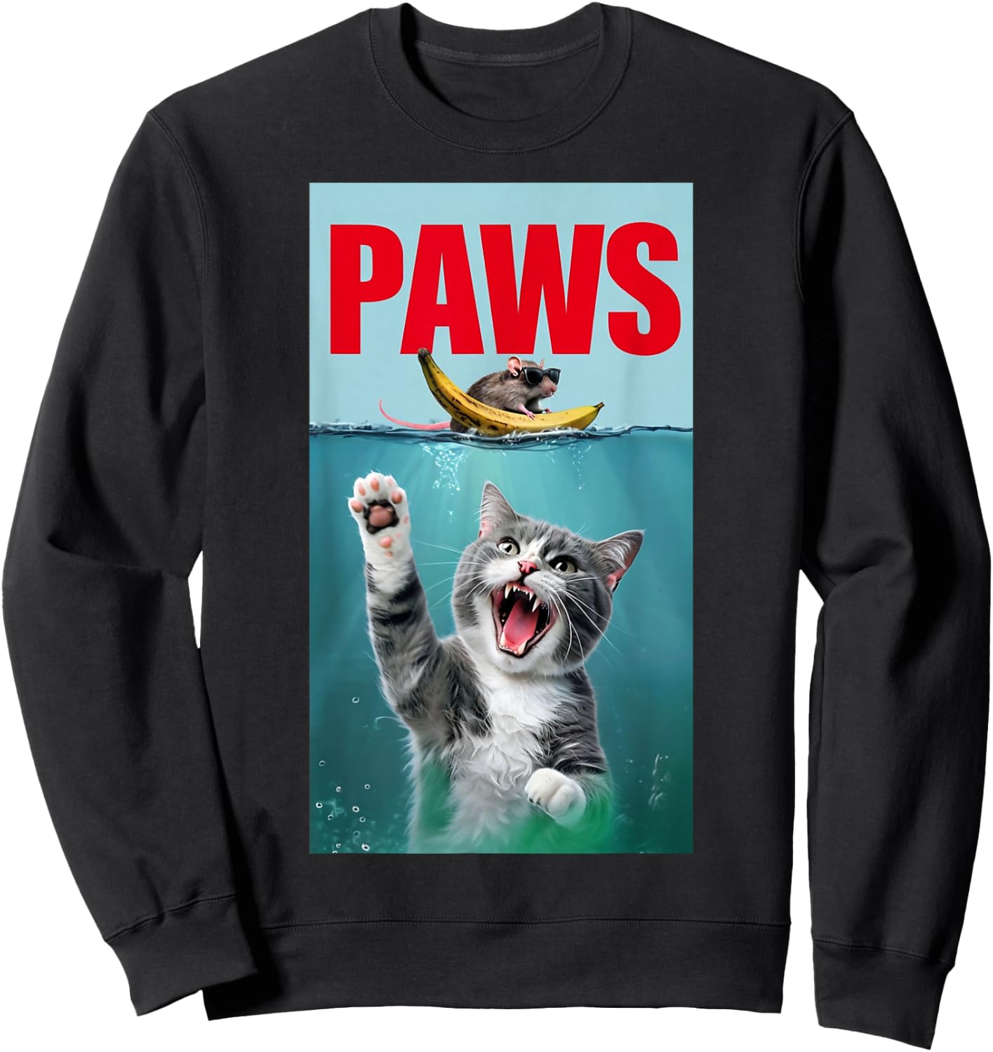 Funny Paws Shirt Paws Jaws Mouse Sweatshirt - Sweatshirt | Black