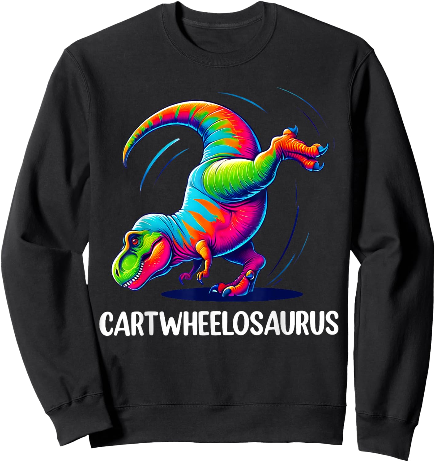 Funny Cartwheel Dinosaur Cool Cartwheel Gymnastics Rex Girls Sweatshirt - Sweatshirt | Black