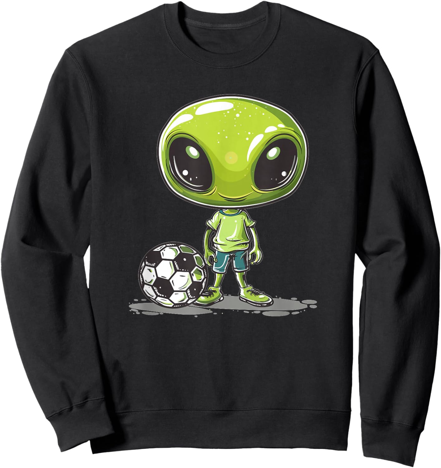 Cute Alien Soccer I Kids Soccer Alien Sweatshirt - Sweatshirt | Black