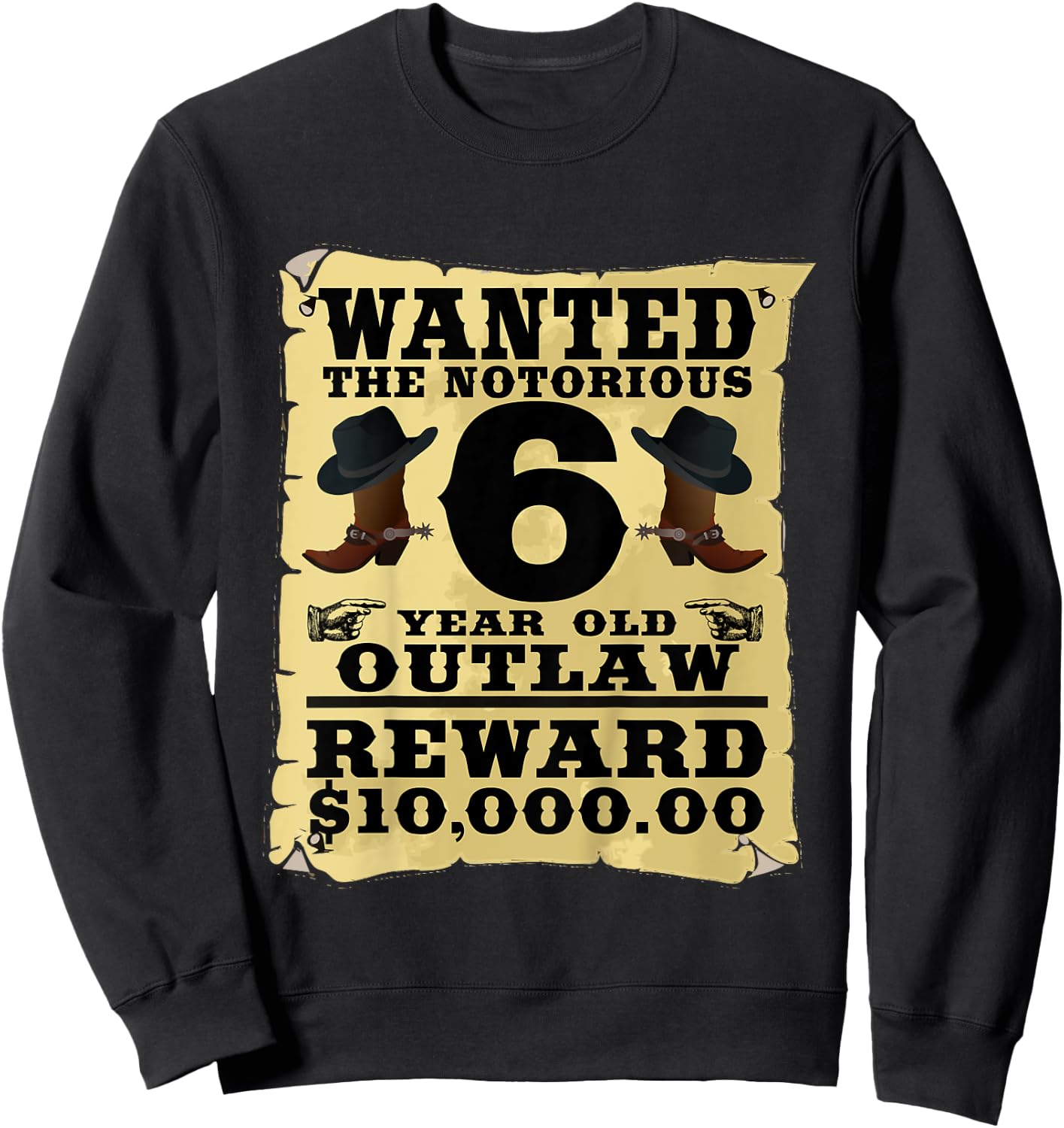 Kids 6 Year Old Cowboy Birthday Party Wild West Western 6th Gift Sweatshirt - Sweatshirt | Black