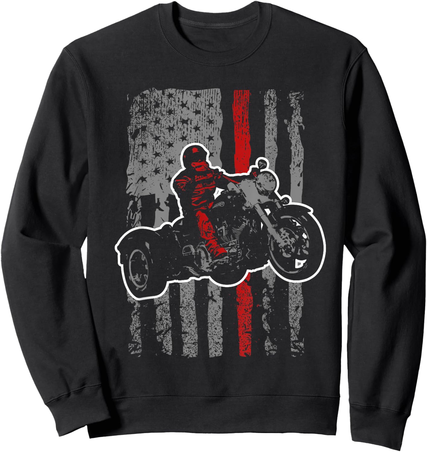 USA Flag Trike Bike Men's Motorcycle Trike Rider Triker Sweatshirt - Sweatshirt | Black