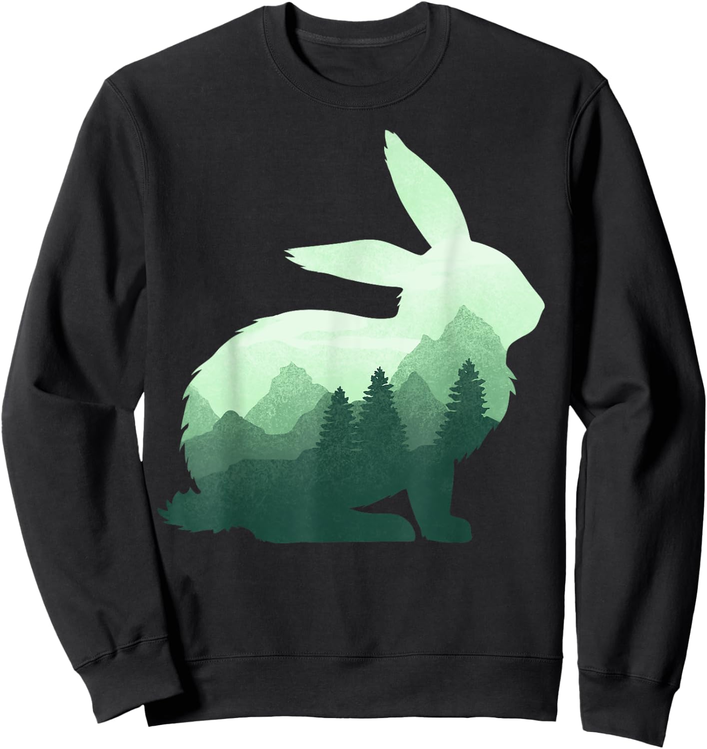 Rabbit Bunny Hare Double Exposure Surreal Wildlife Animal Sweatshirt - Sweatshirt | Black