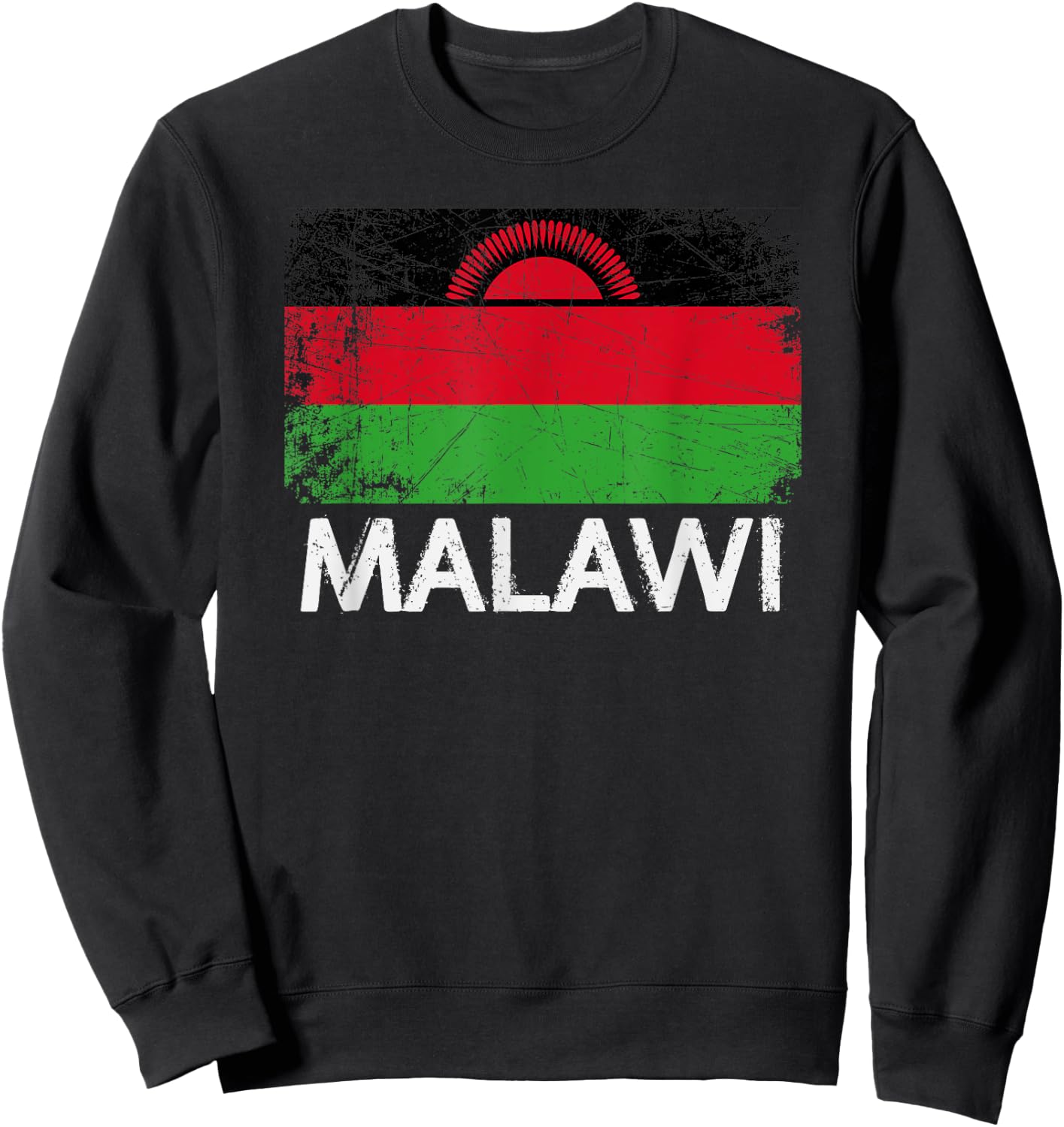 Malawian Flag | Vintage Made In Malawi Gift Sweatshirt - Sweatshirt | Black