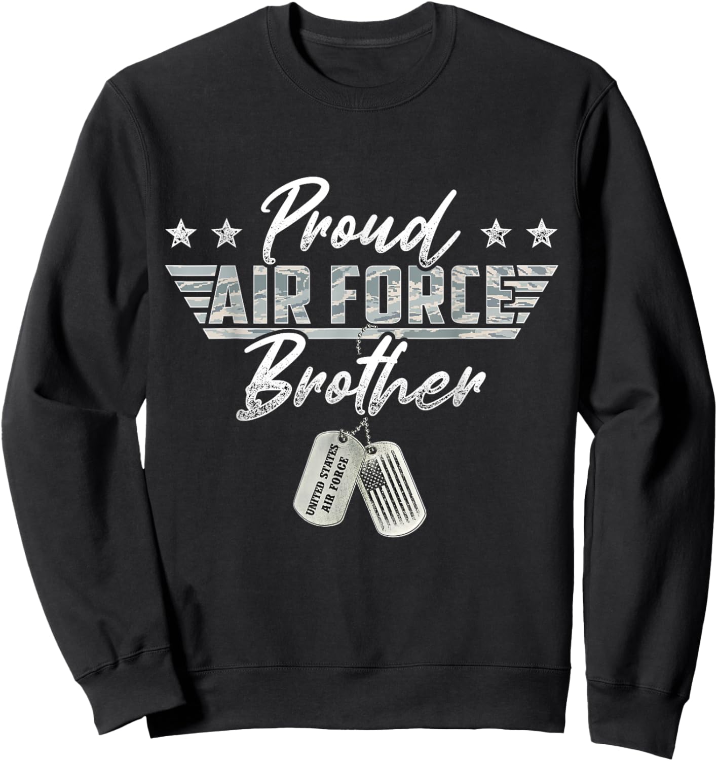 Proud Air Force Brother Military Air Force Family Matching Sweatshirt - Sweatshirt | Black
