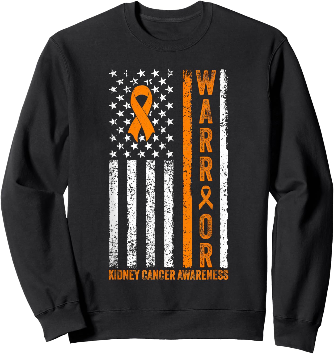 Kidney Cancer Warrior Kidney Cancer Awareness American Flag Sweatshirt - Sweatshirt | Black