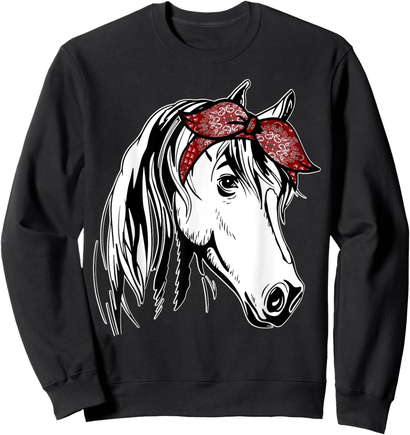 Horse Bandana for Equestrian Horseback Riding Horse Lover Sweatshirt - Sweatshirt | Black
