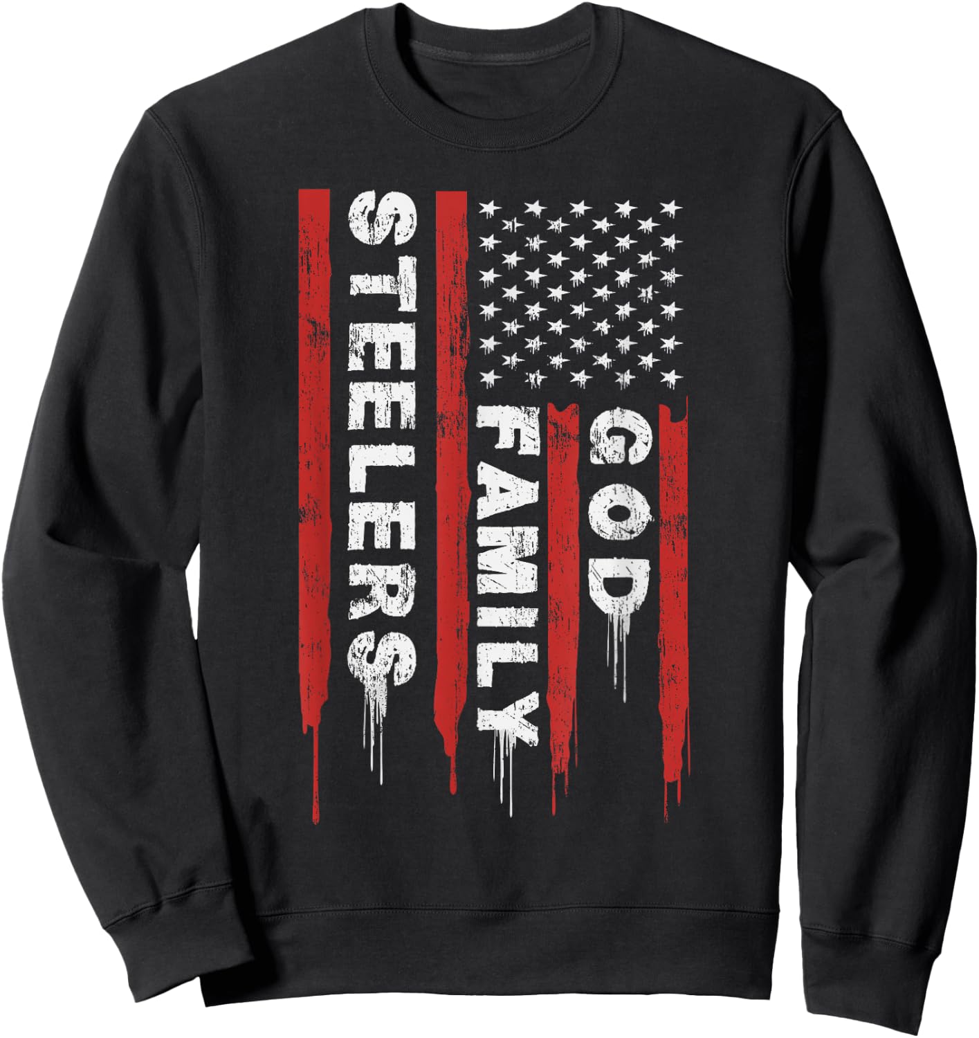 This Pro Us Flag God Family Steelers Sweatshirt - Sweatshirt | Black