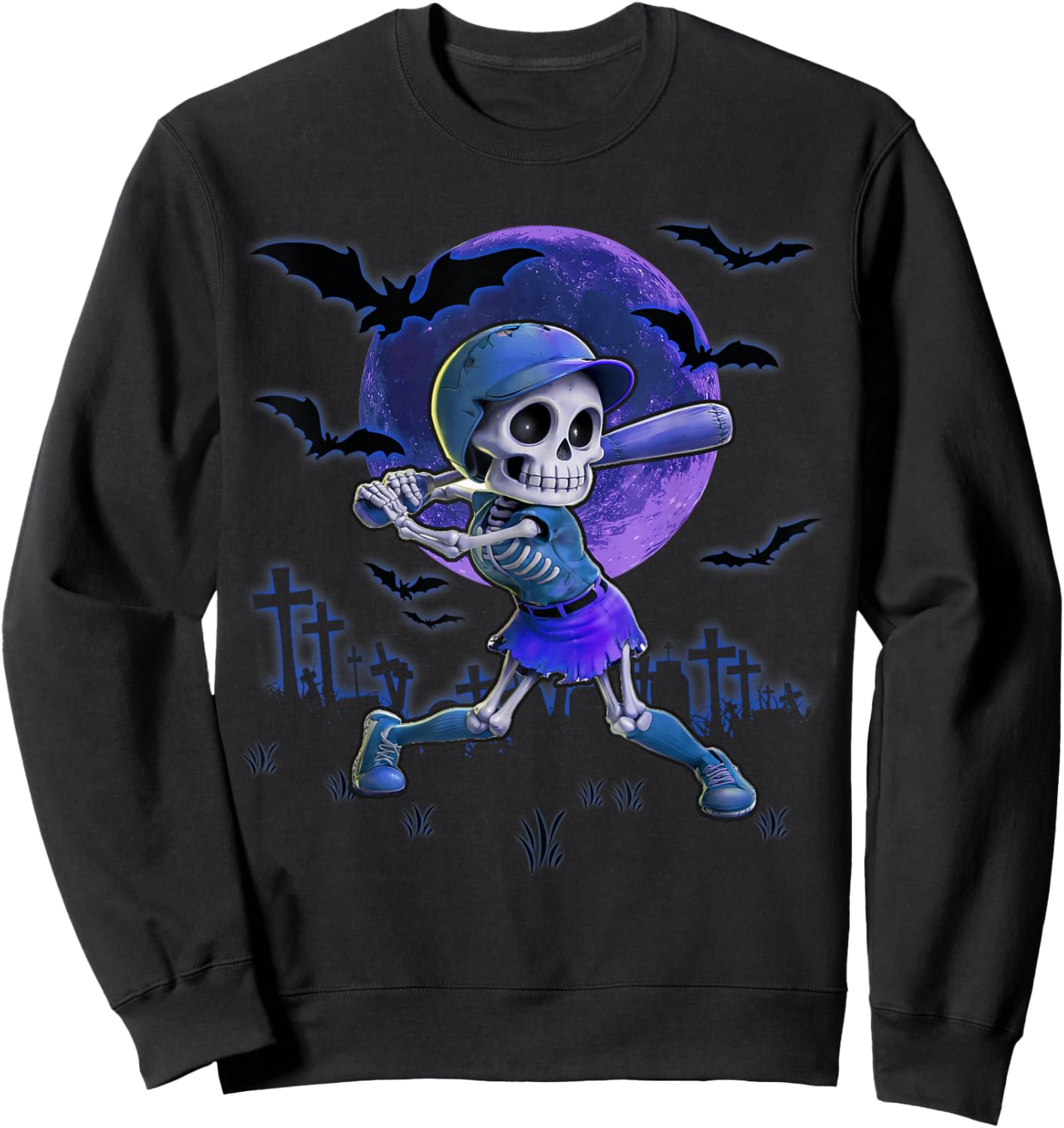 Softball Halloween Spooky Season Trick or Treating Sweatshirt - Sweatshirt | Black