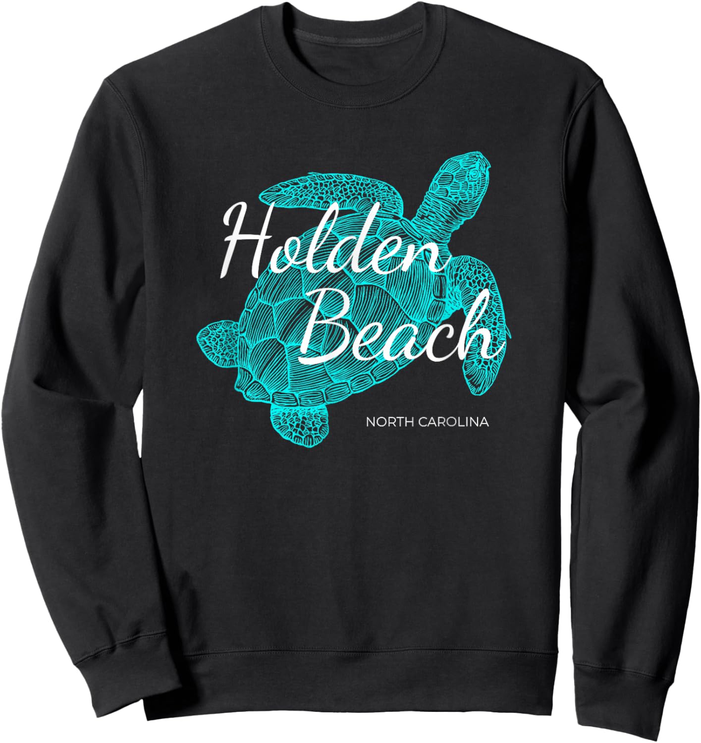 Holden Beach North Carolina Vacation With A Turtle Graphic Sweatshirt - Sweatshirt | Black