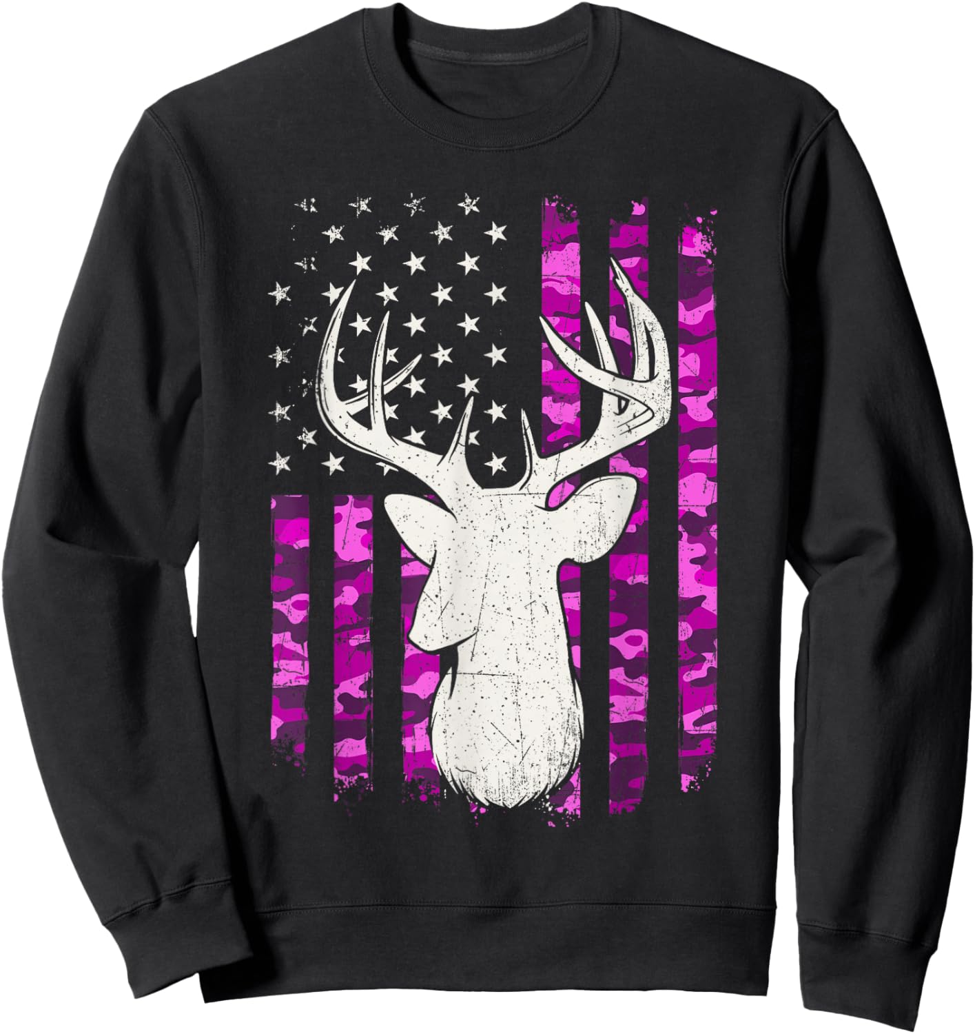 Pink Camouflage Deer - Hunting Lover Wildlife Animal Hunter Sweatshirt - Sweatshirt | Black