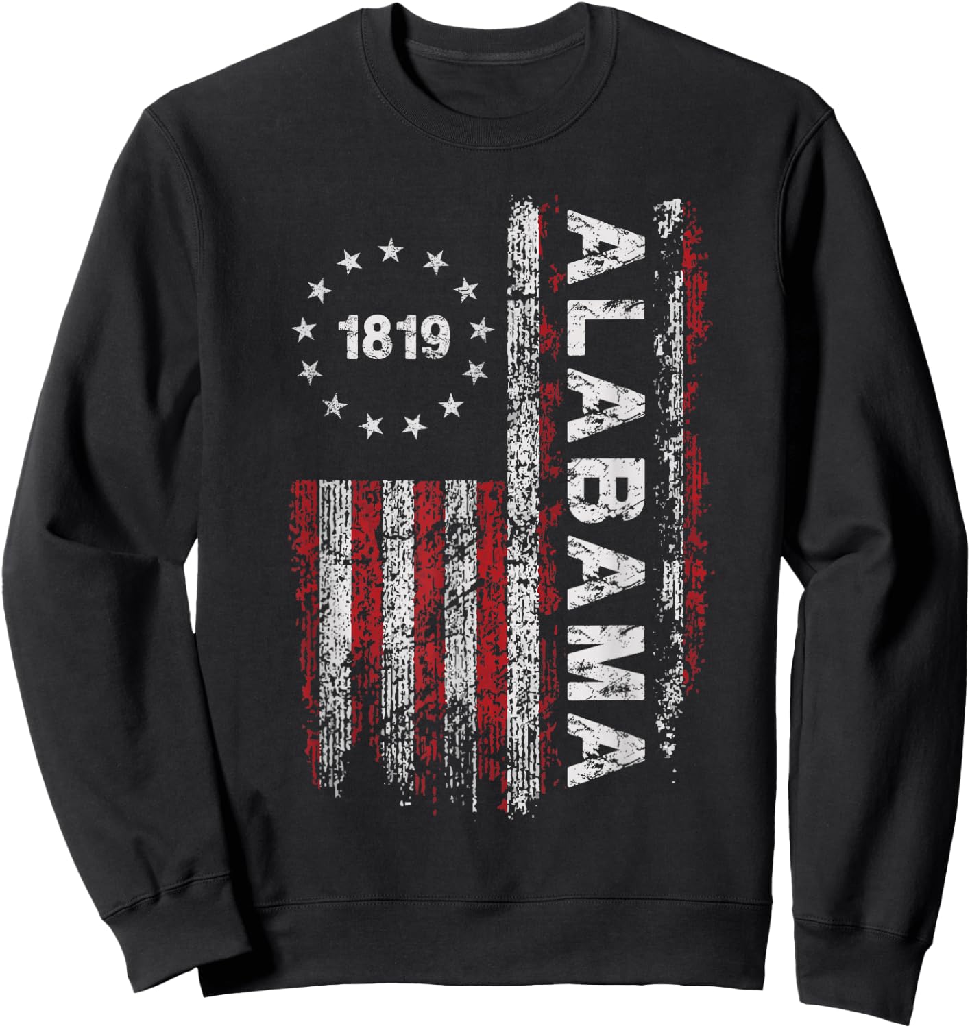 1819 Alabama State US Flag Vintage Women Youth Sweatshirt - Sweatshirt | Black