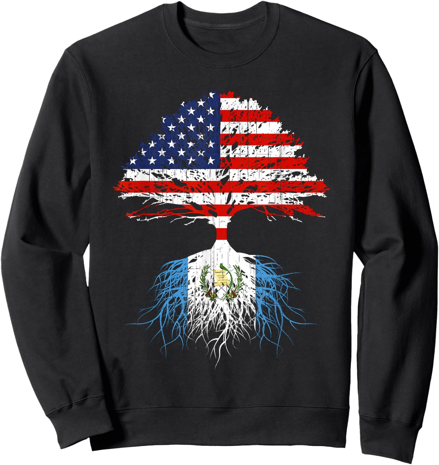 Guatemala Roots Guatemalan American Flag US Naturalization Sweatshirt - Sweatshirt | Black