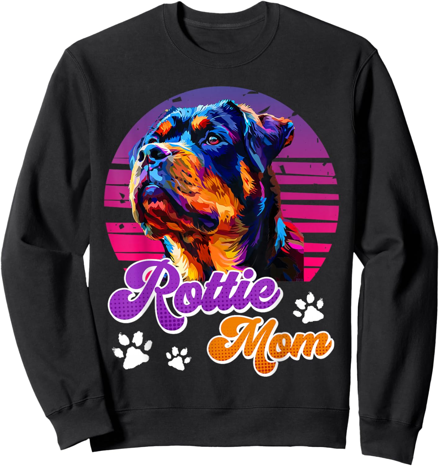 ROTTIE MOM Dog Moms Rottweiler Cool Women Vintage Sweatshirt - Sweatshirt | Black