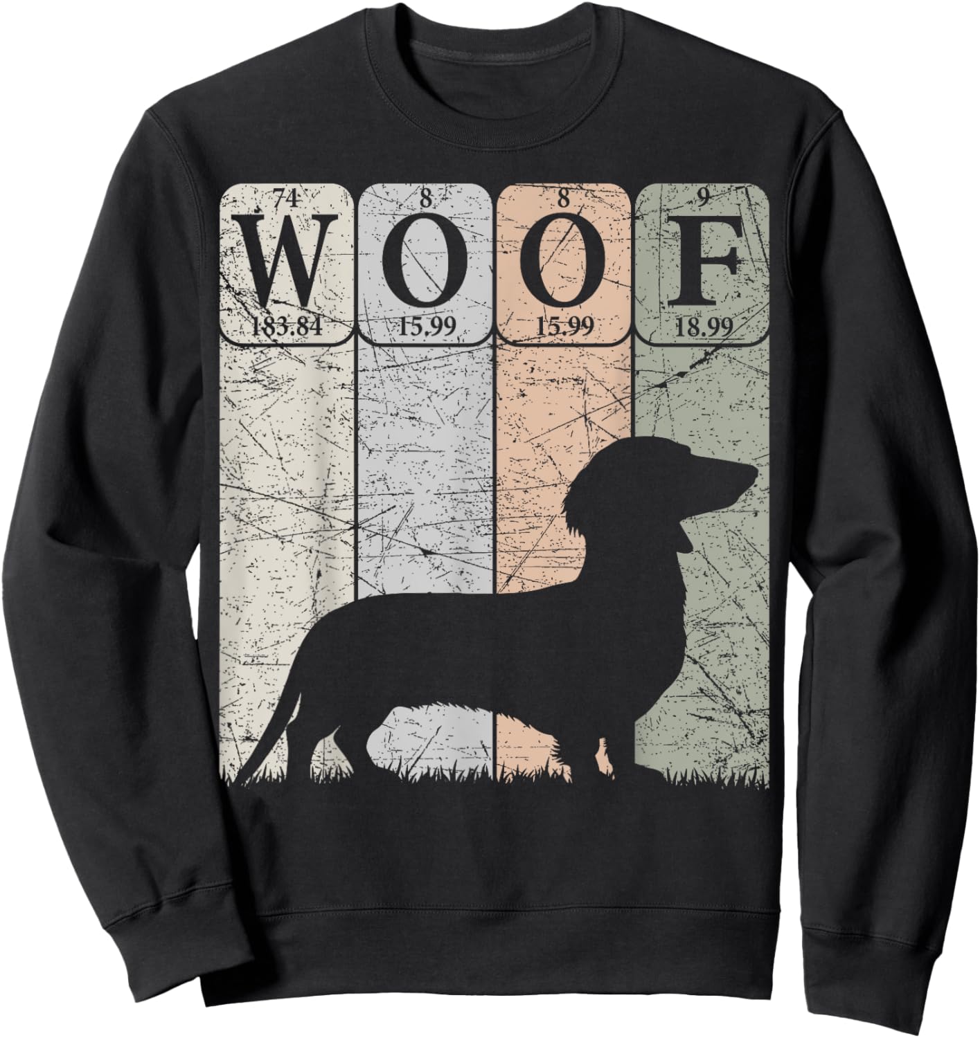 Dachshund Dog Periodic Table Elements Dog Lover Woof Sweatshirt - Sweatshirt | Black