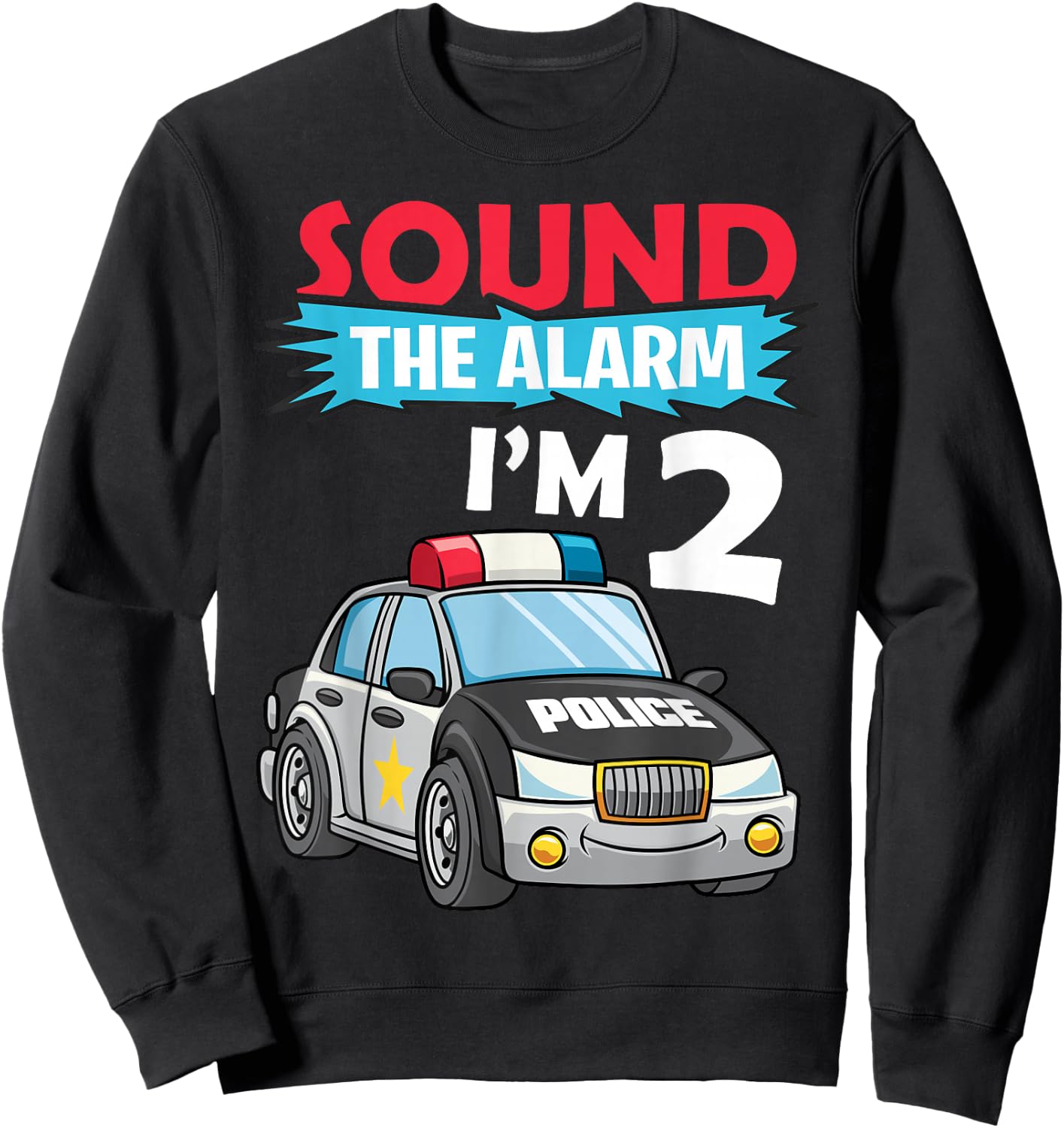 Birthday Boy Shirt 2 Years Old Police Car Policeman Cop Sweatshirt - Sweatshirt | Black