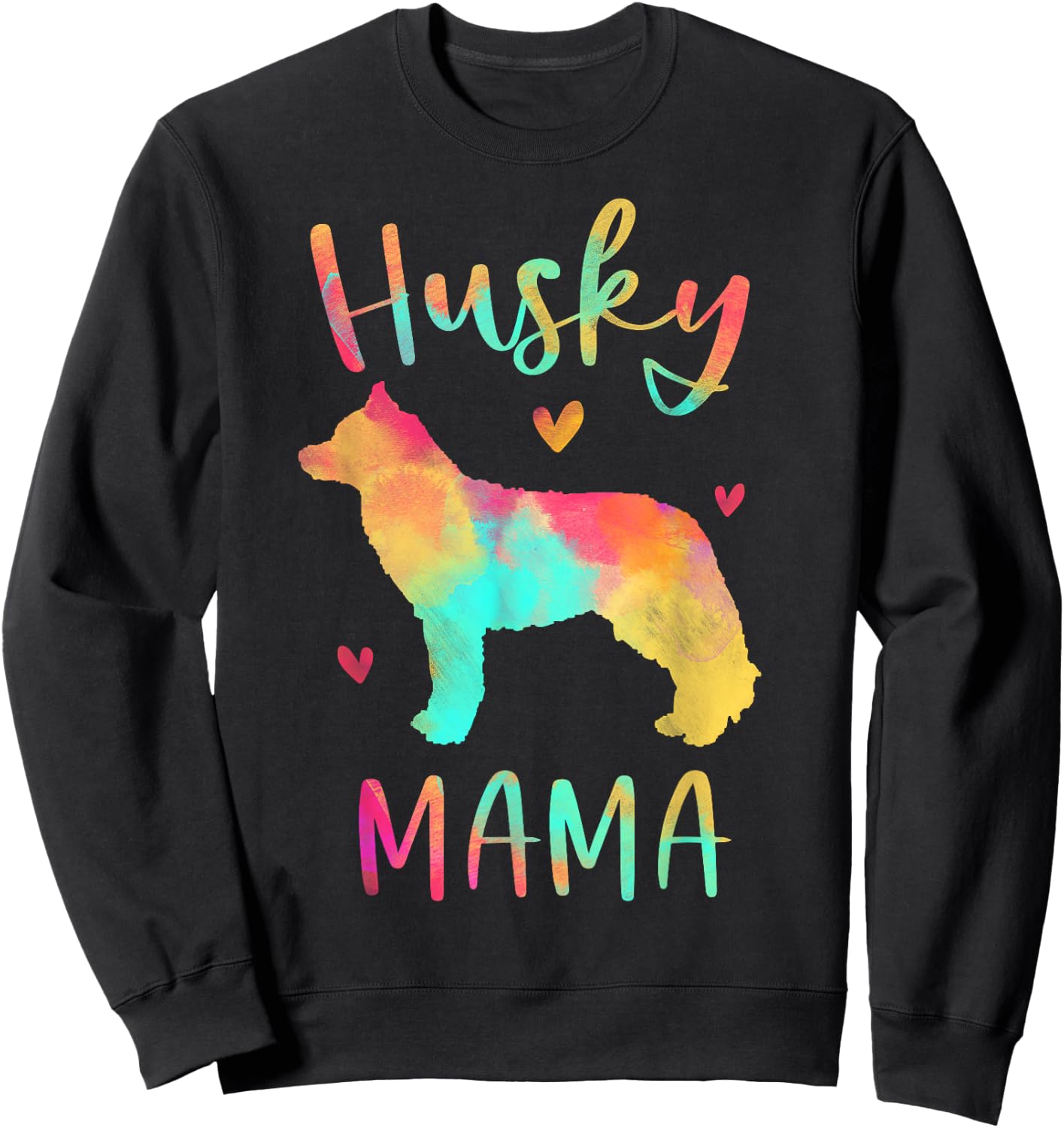 Husky Mama Colorful Siberian Husky Gifts Dog Mom Sweatshirt - Sweatshirt | Black