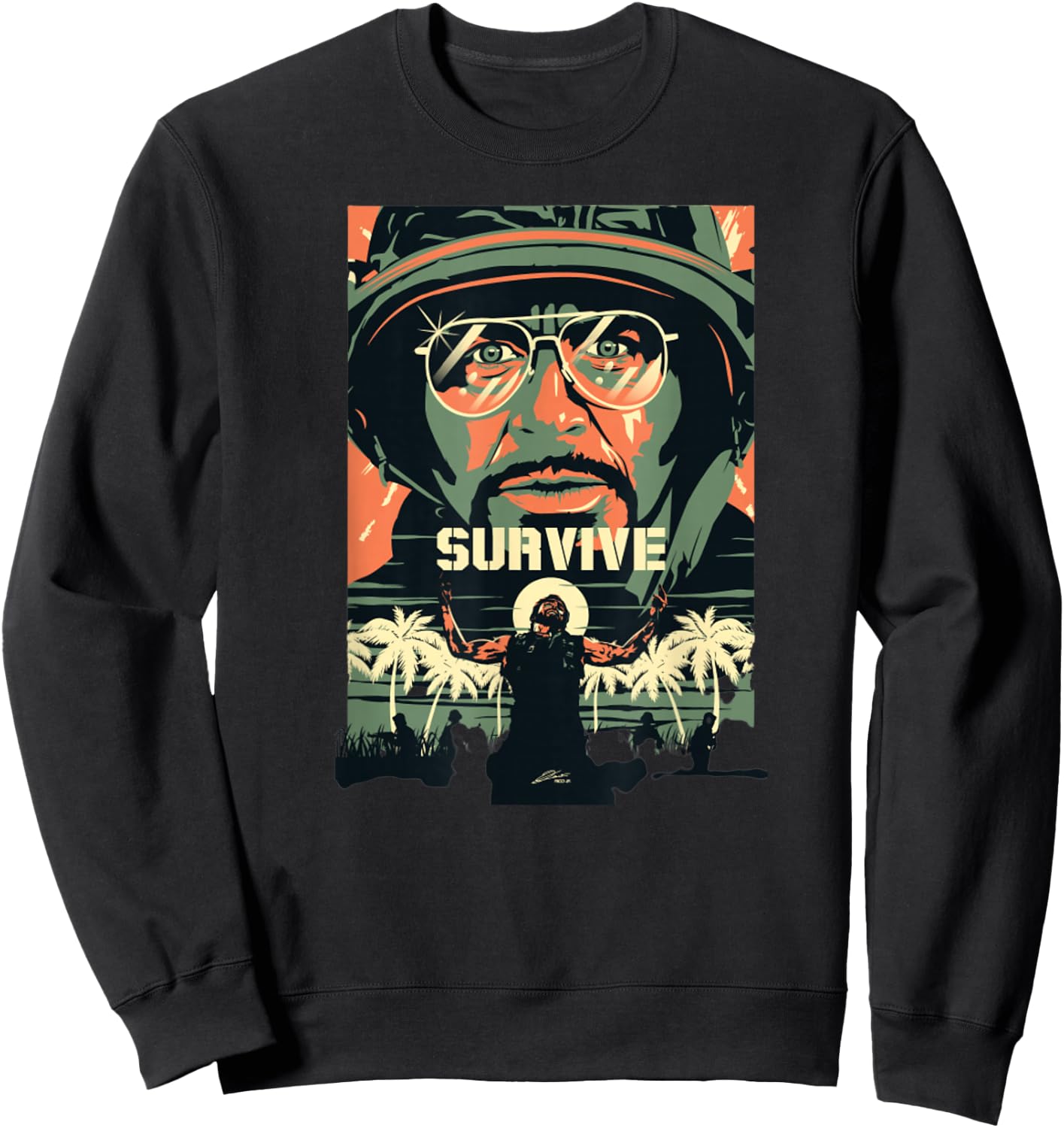 Tropic Thunder Movie, Survive, Funny Sweatshirt - Sweatshirt | Black