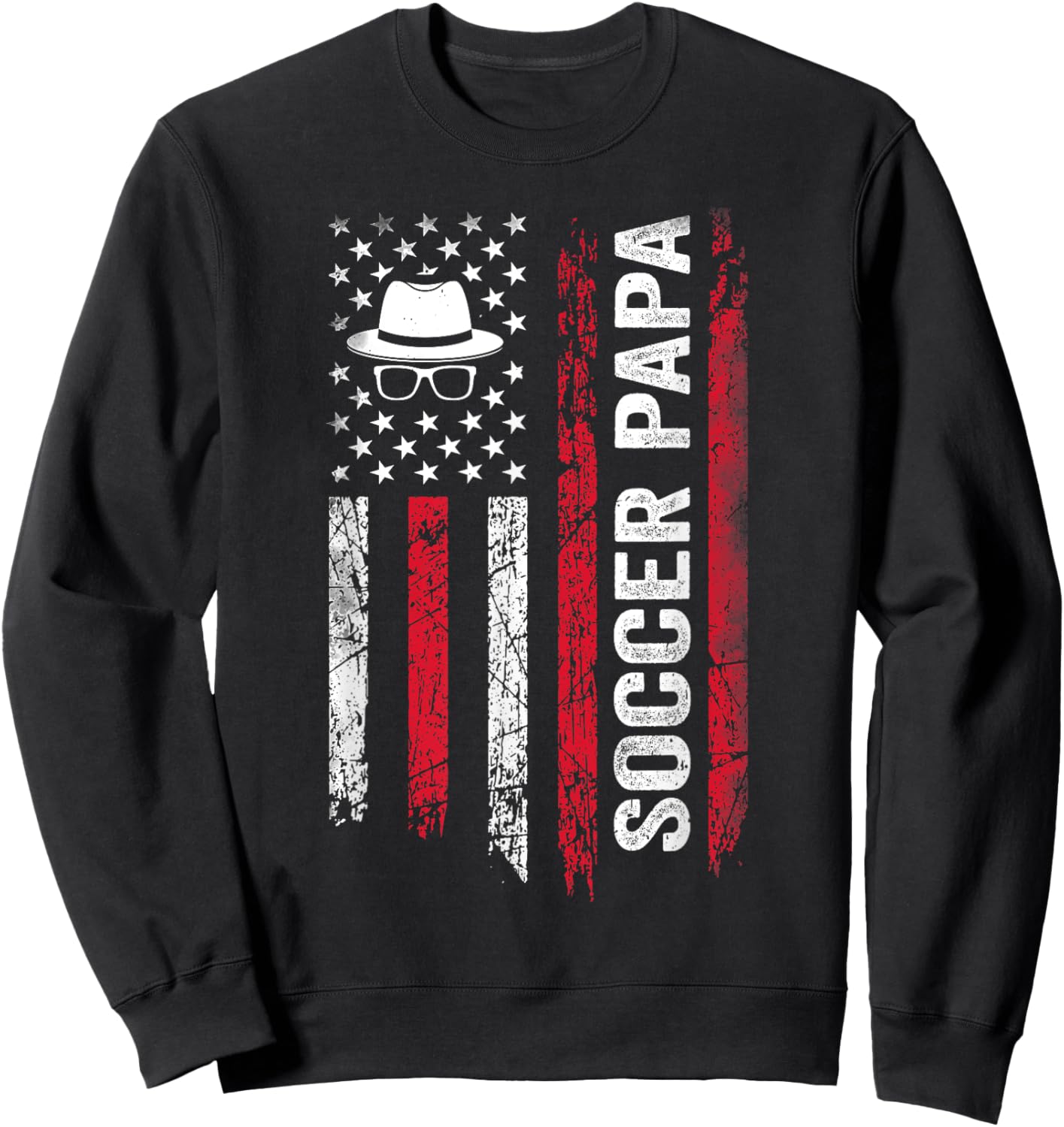 Soccer Papa - American Flag Football Player Fathers Day Dad Sweatshirt - Sweatshirt | Black