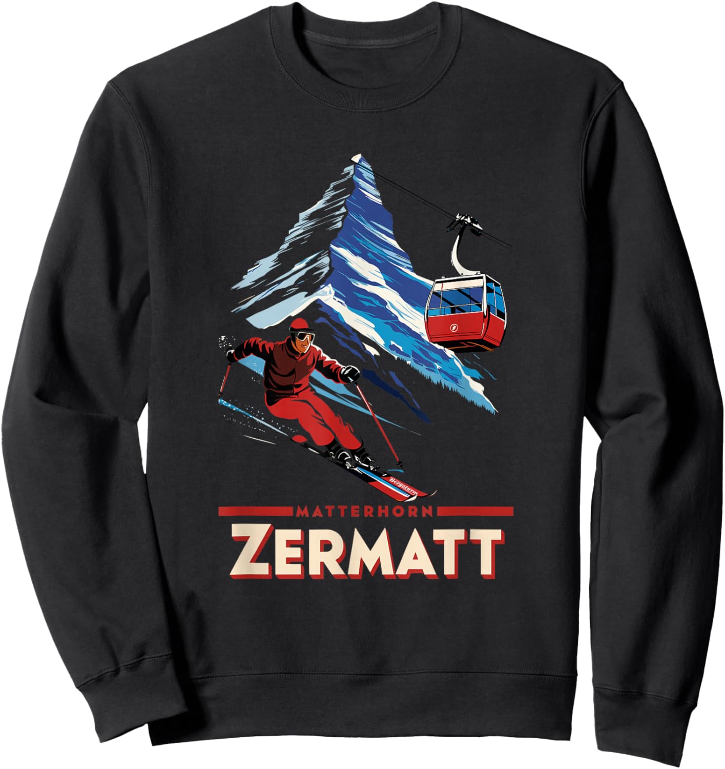 Matterhorn Ski Fun in Zermatt Alps Switzerland Sweatshirt - Sweatshirt | Black
