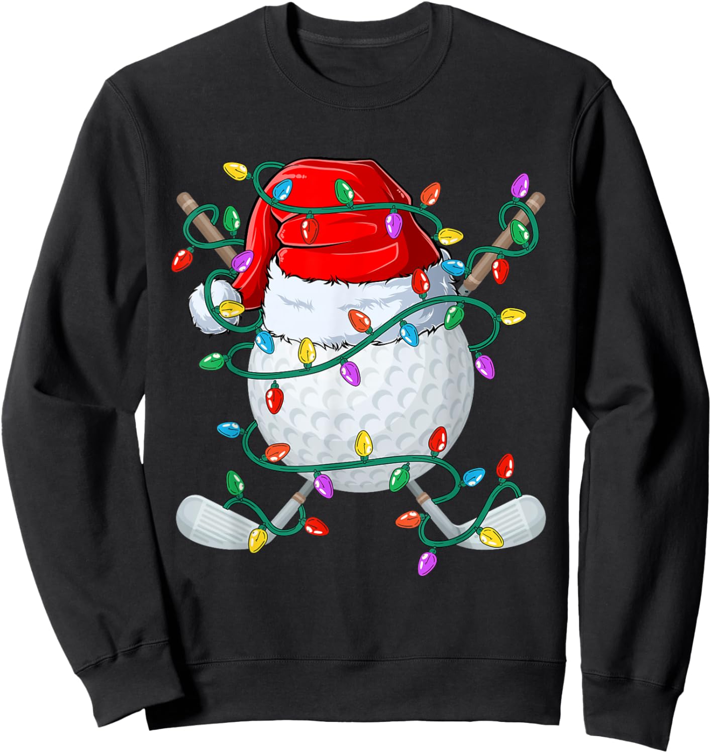 Christmas Golf Xmas Santa Sports Hat Golfer Golfing Funny Sweatshirt - Sweatshirt | Black