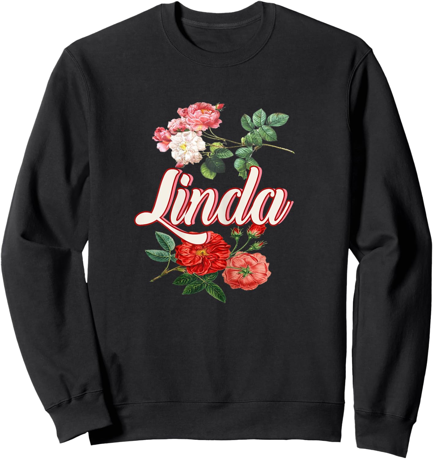 Linda Name With Flowers Sweatshirt - Sweatshirt | Black